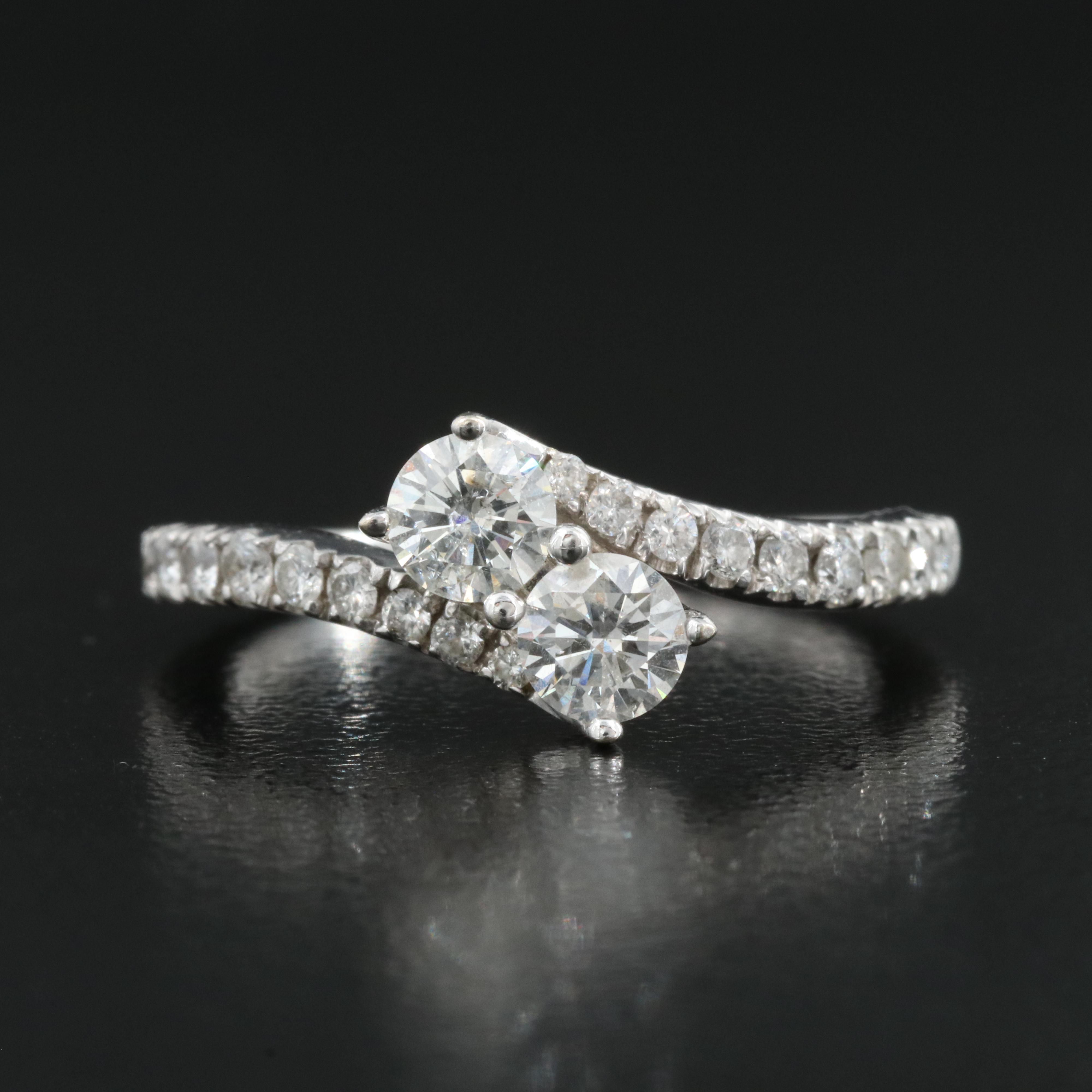 14K 1.04 CTW Diamond Bypass Ring