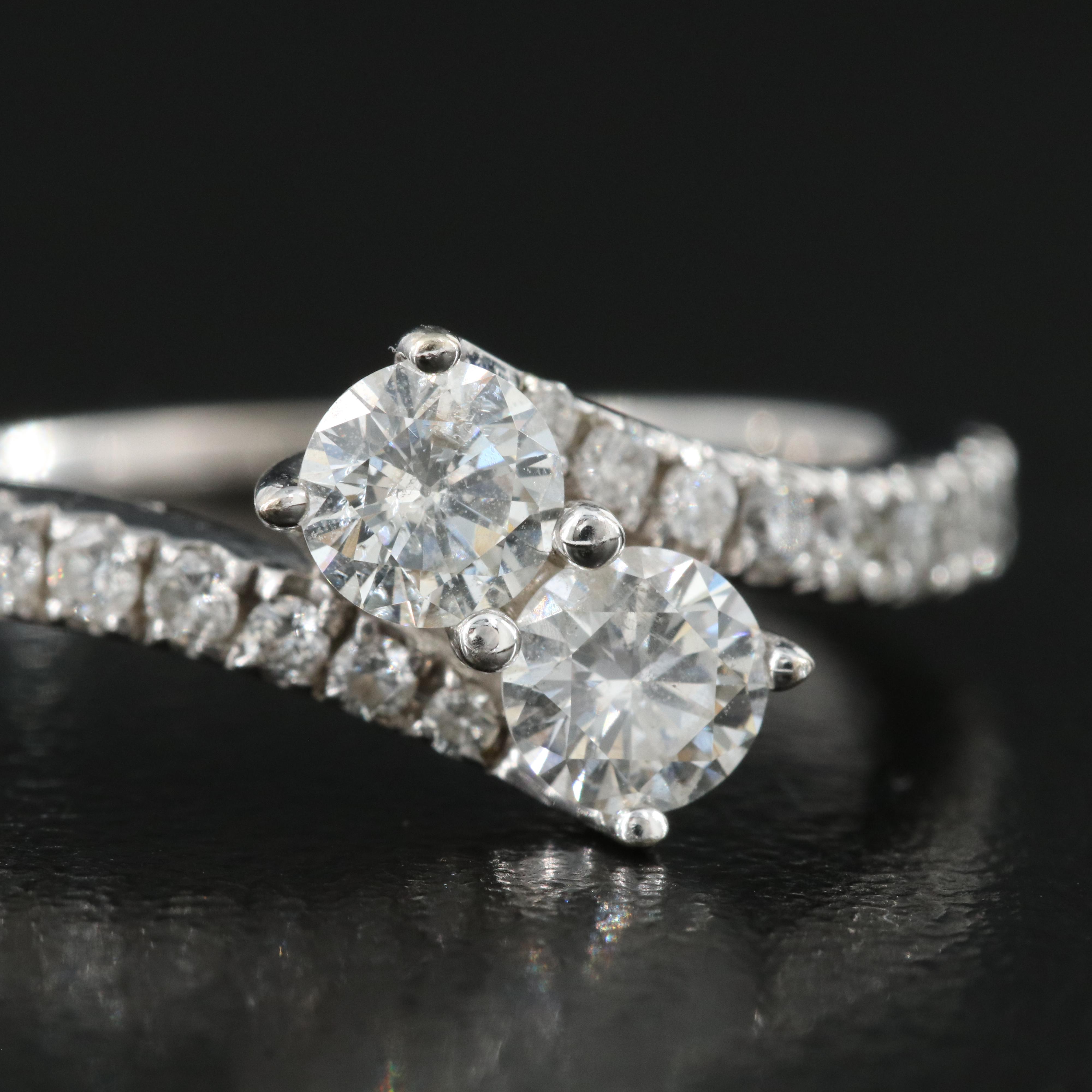 14K 1.04 CTW Diamond Bypass Ring