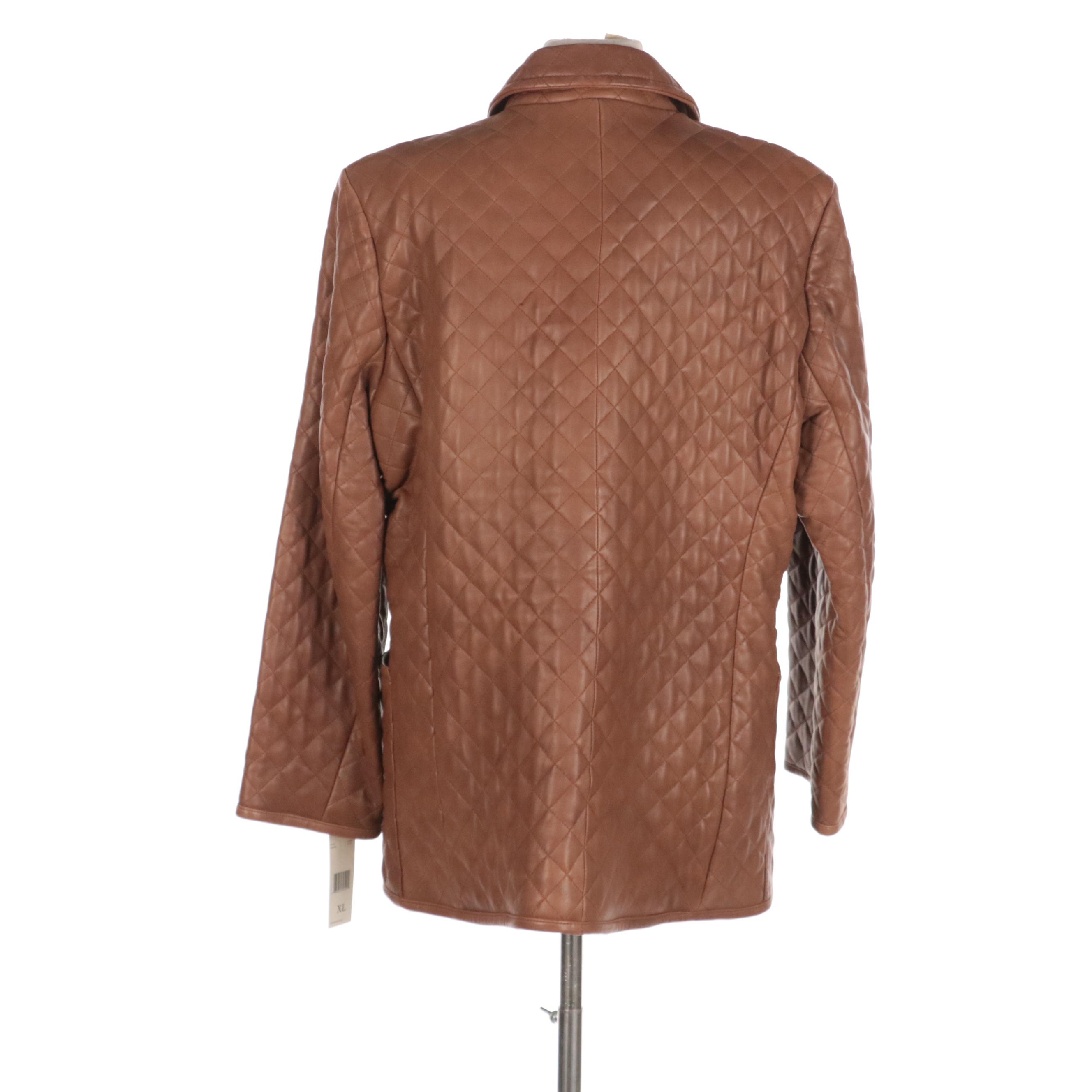 Dana Buchman Pecan Brown Quilted Leather Jacket, New with Tags