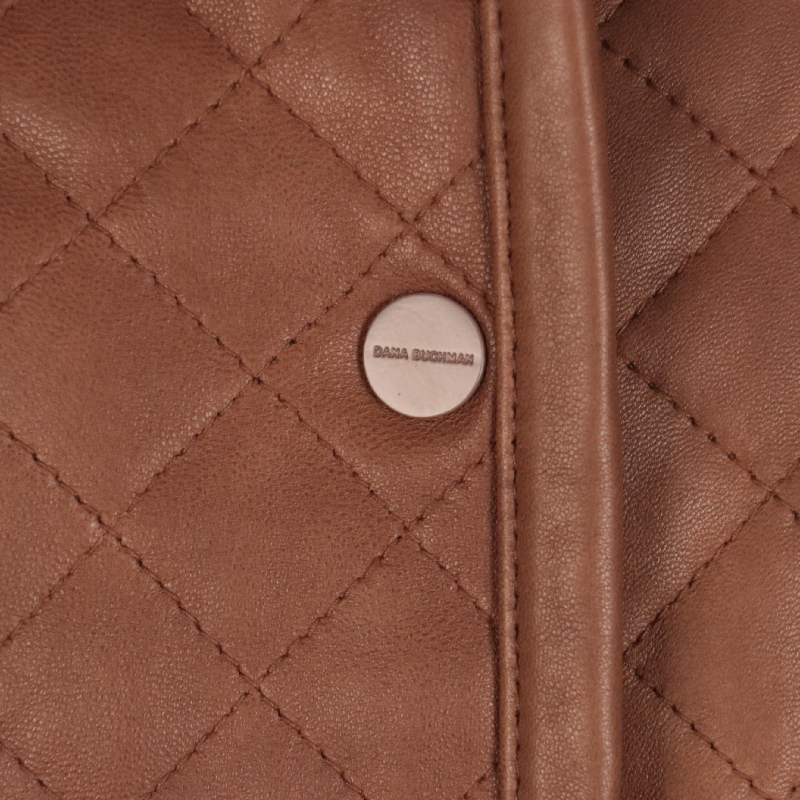 Dana Buchman Pecan Brown Quilted Leather Jacket, New with Tags