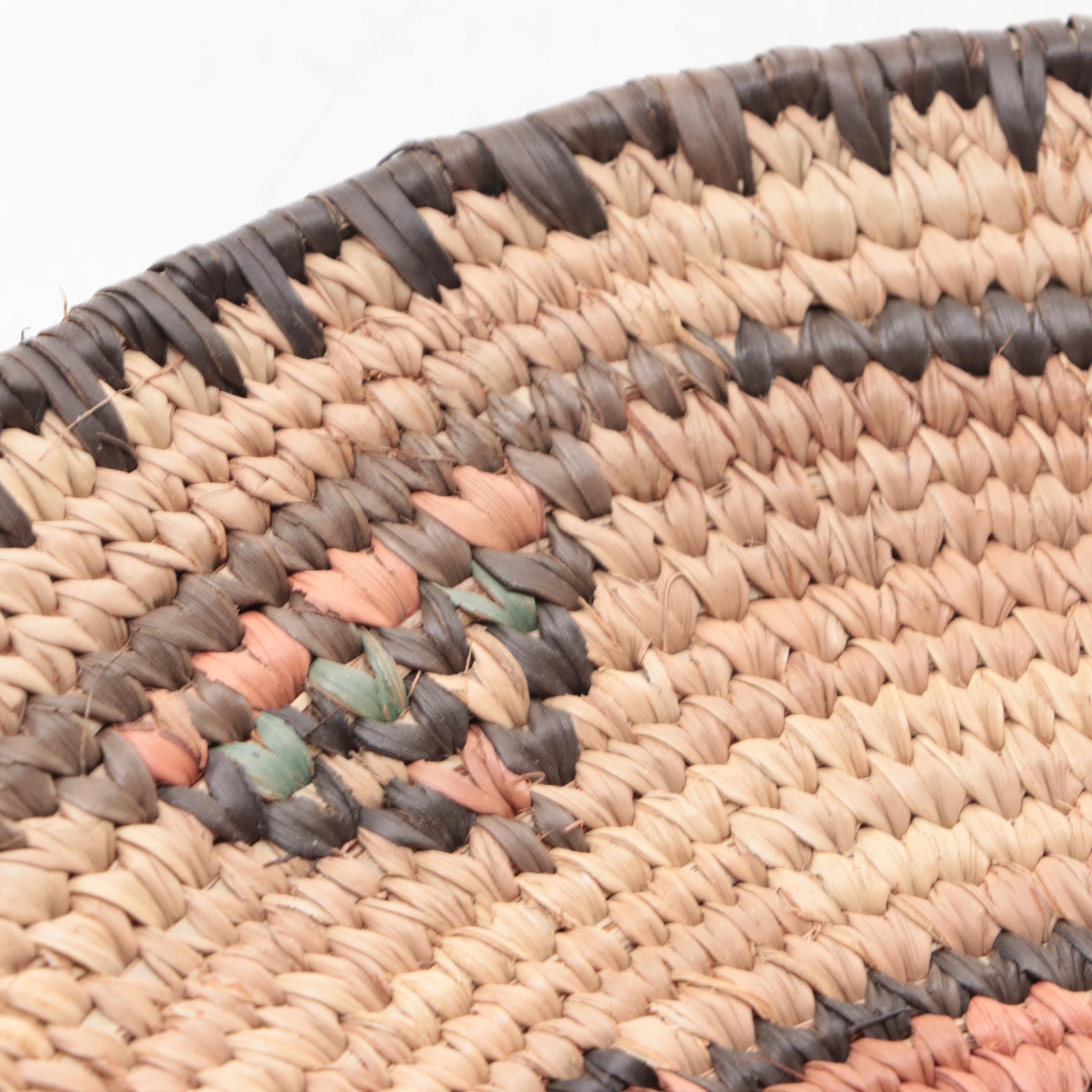 Handwoven African Hausa Dyed Raffia Baskets