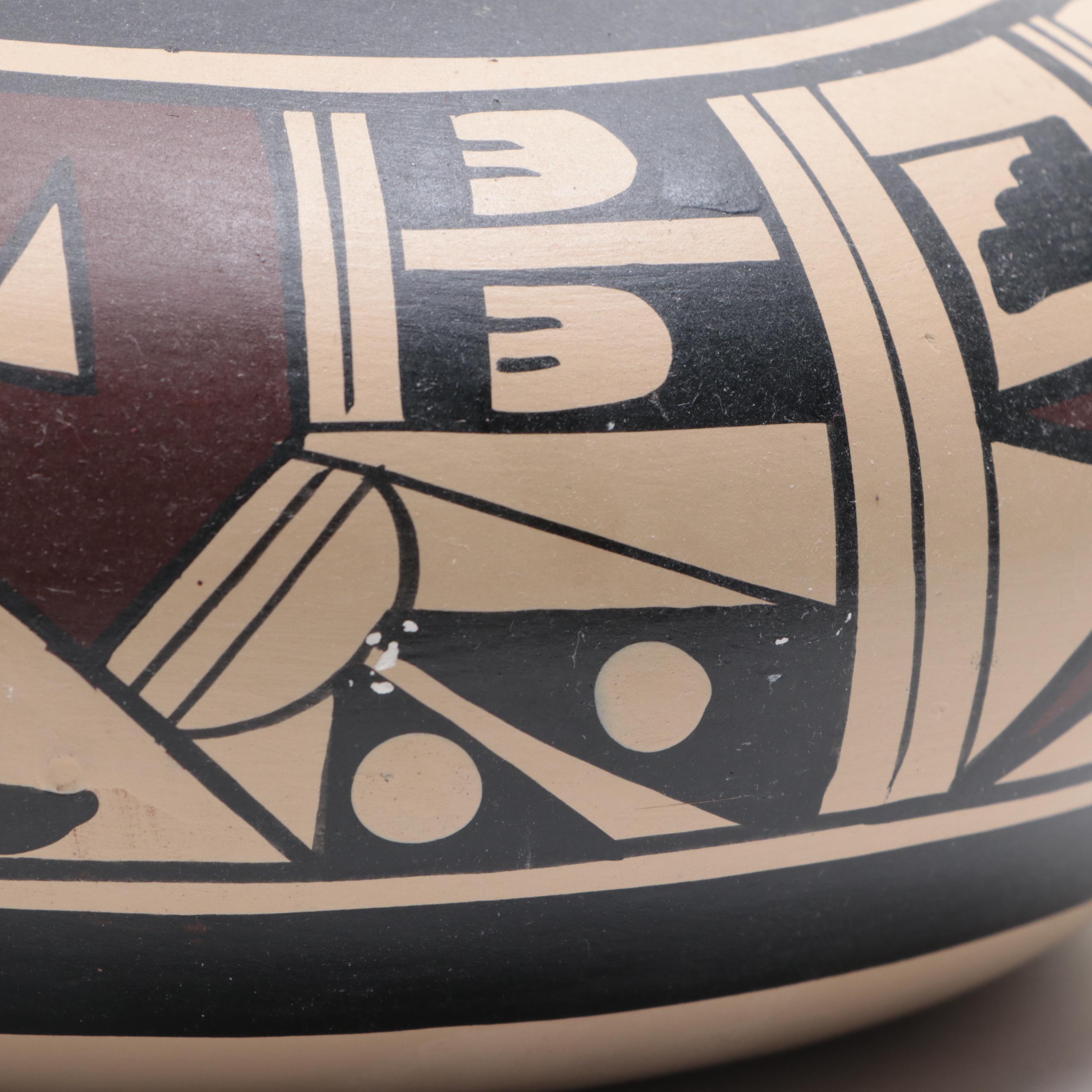 Native American Style Handmade and Signed Earthenware Vessel