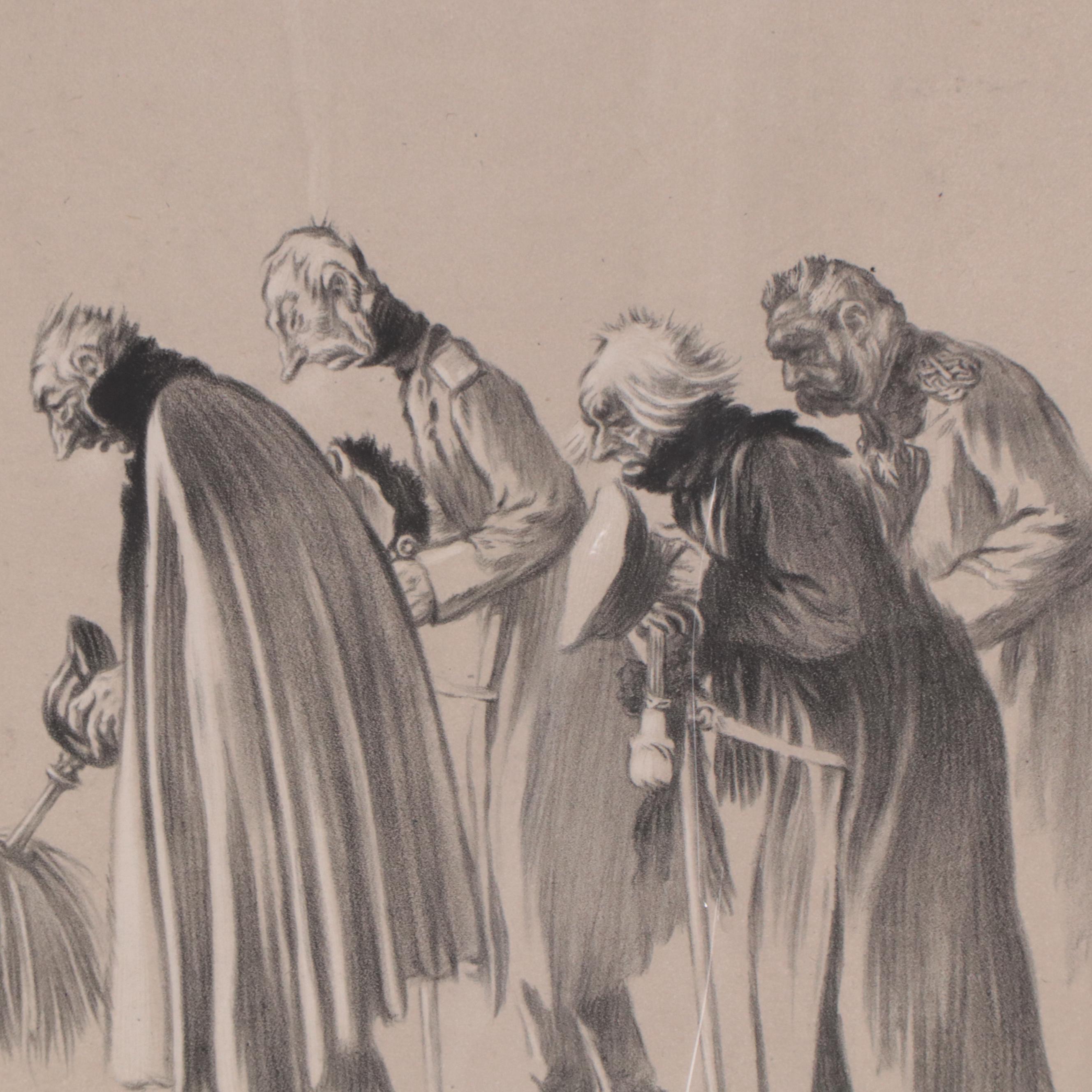 Maurice Neumont World War I Lithograph with Remarque Sketch, 1916