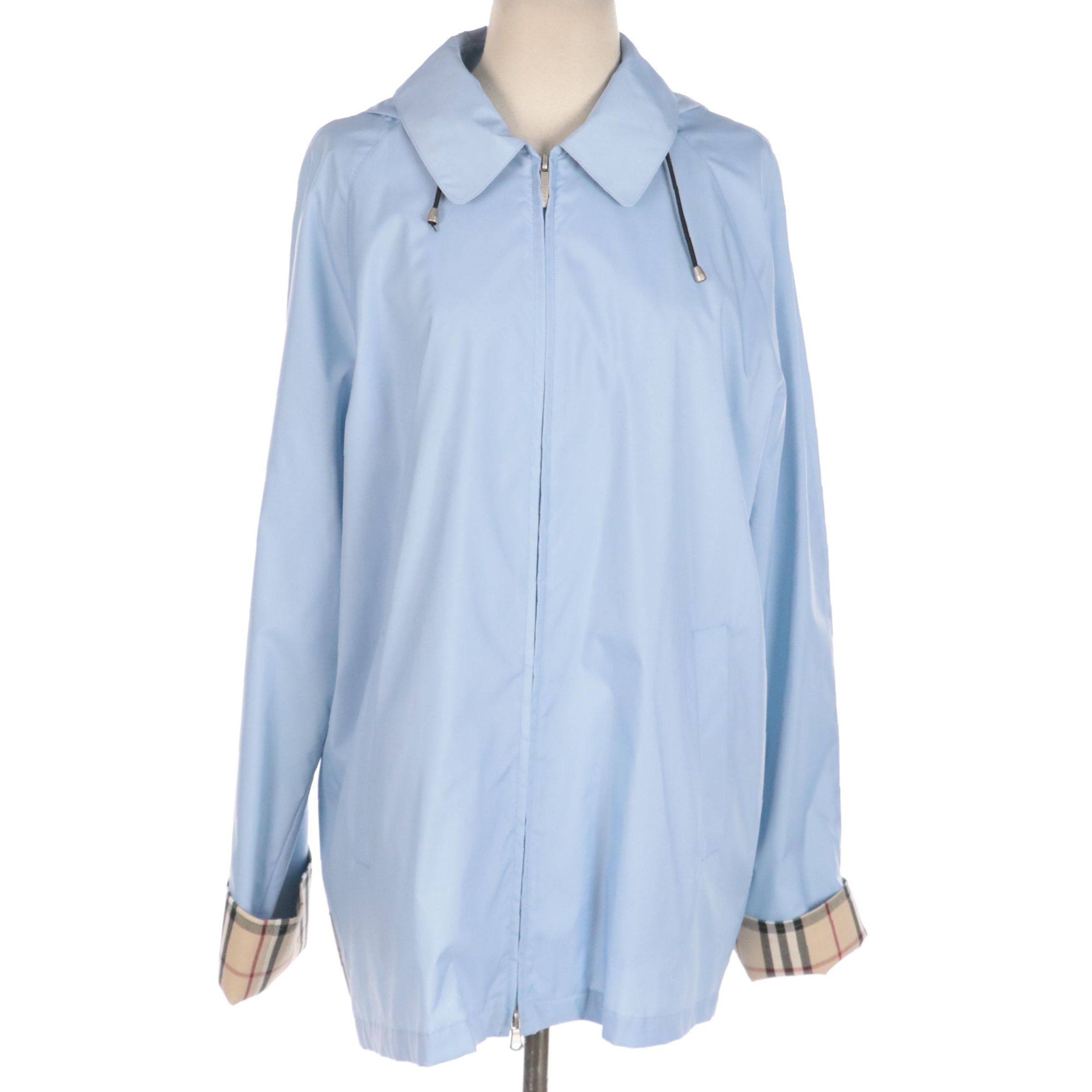 Burberry London Sky Blue Raincoat  with Detachable Hood