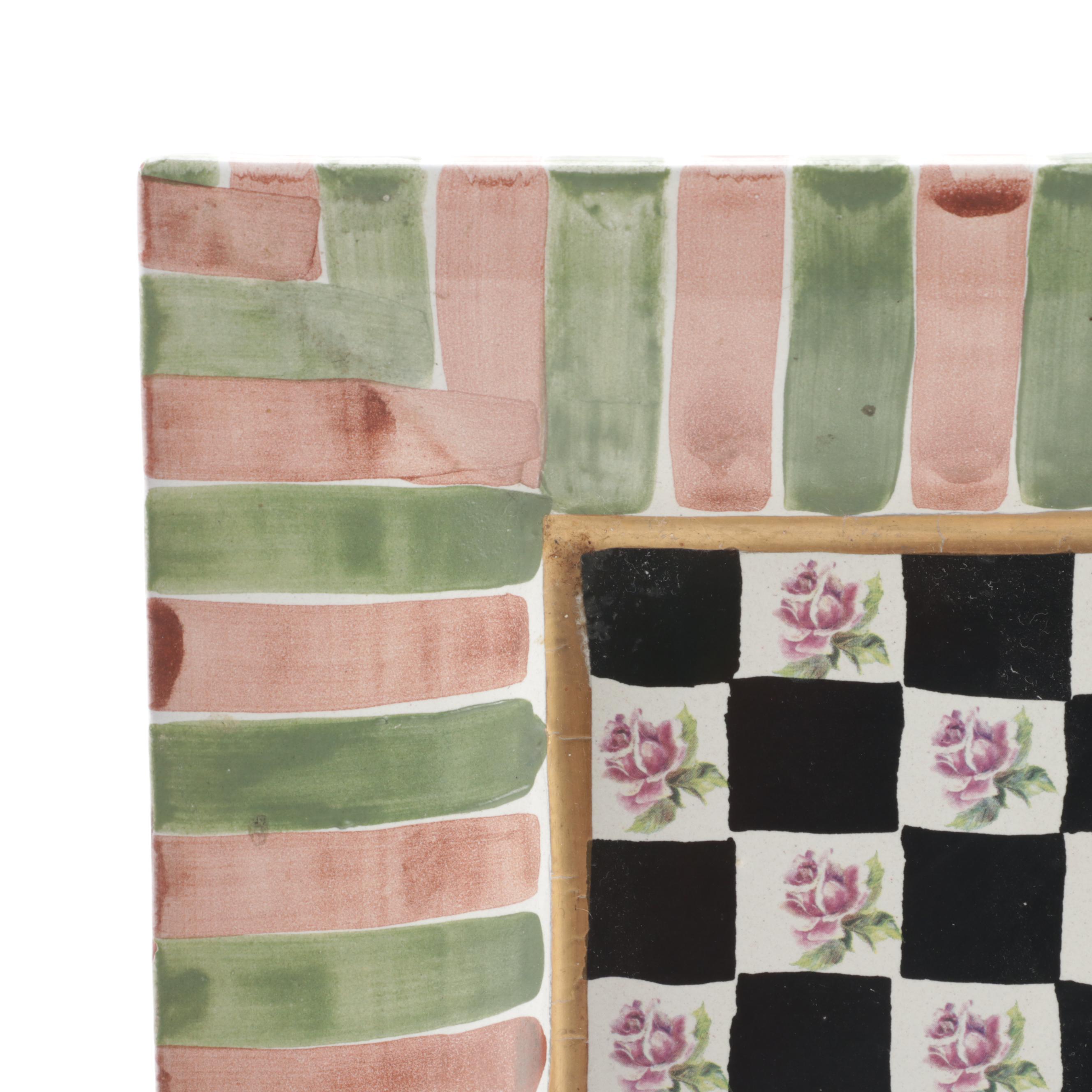 MacKenzie-Childs "Torquay Palm Devon Clay" Square Dinner Plate