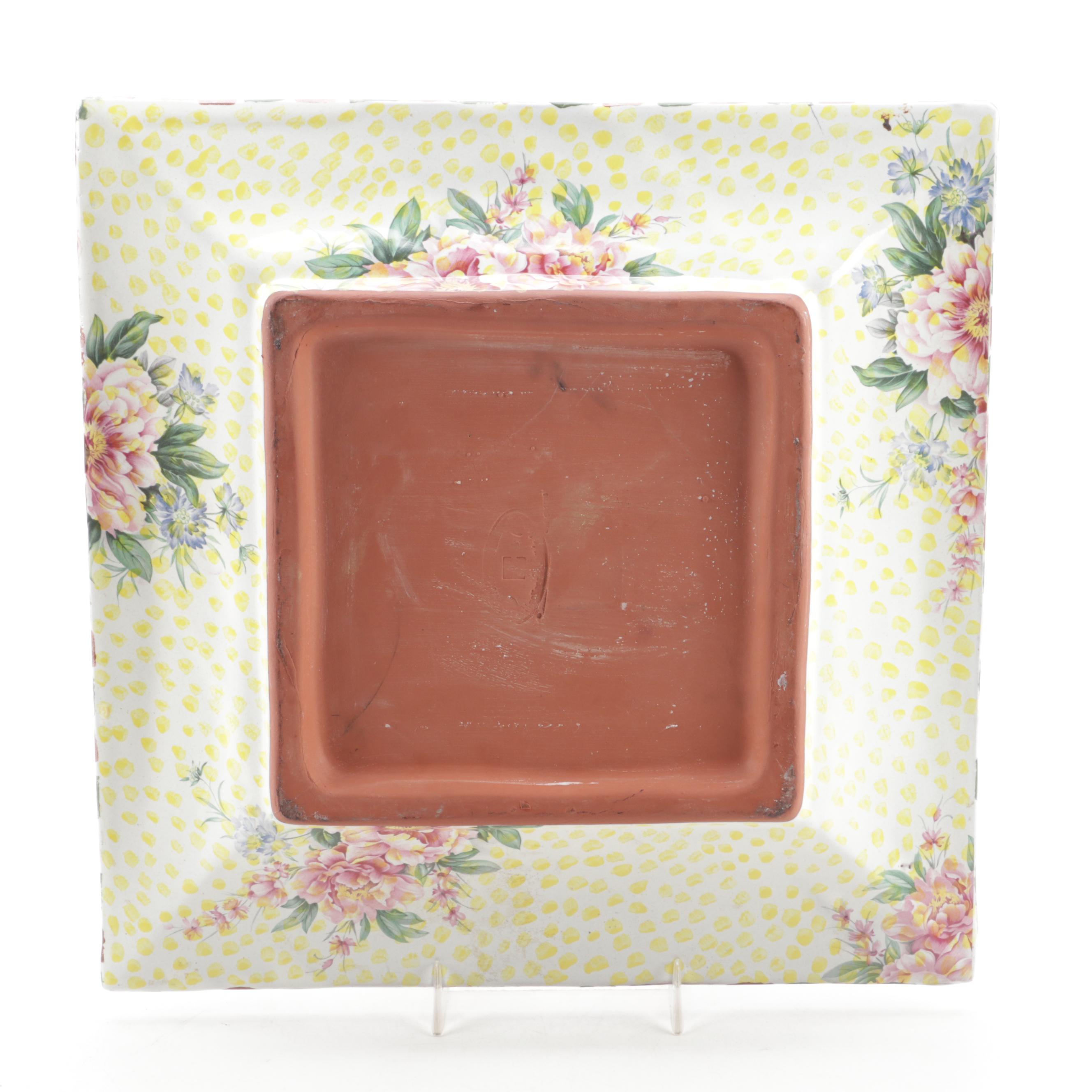 MacKenzie-Childs "Torquay Palm Devon Clay" Square Dinner Plate
