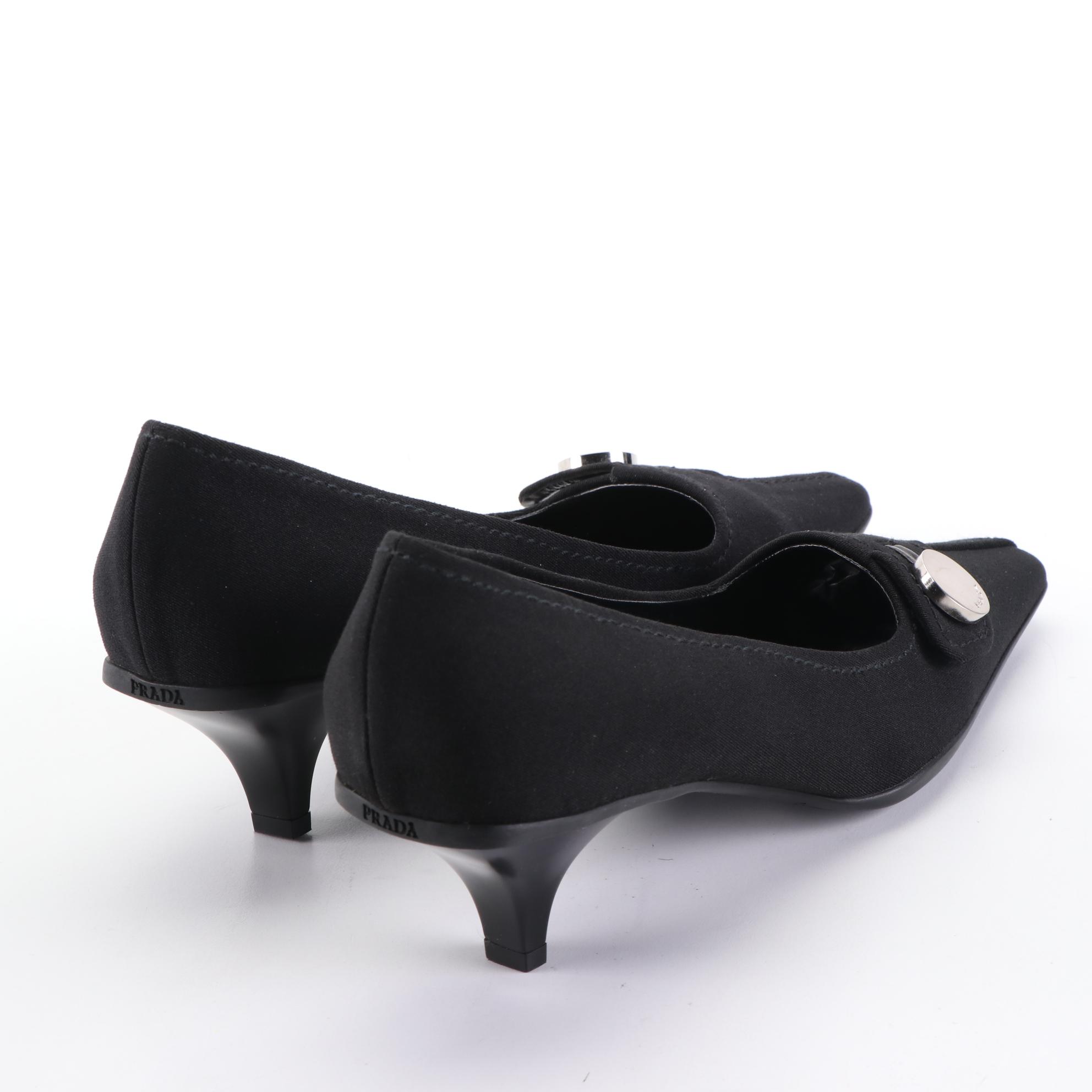 Prada Gabardine Calzature Donna Pumps in Nero with Box