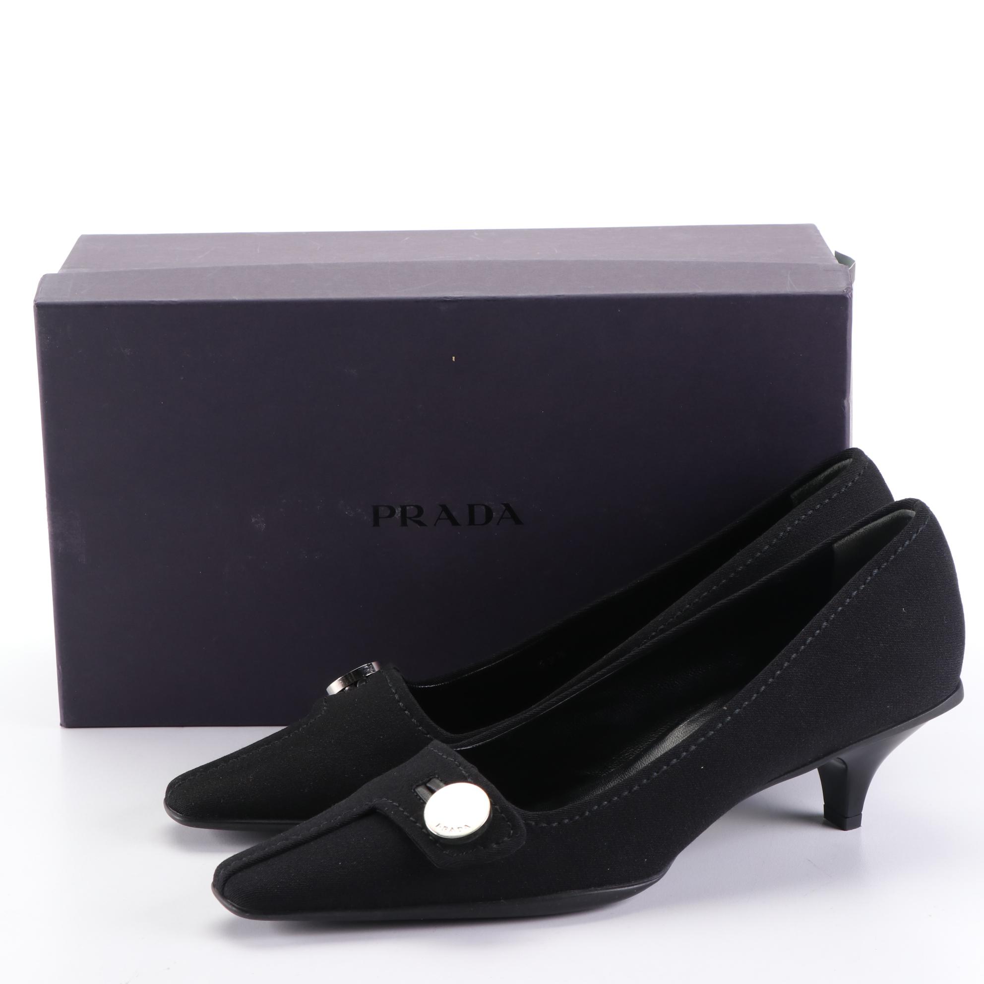 Prada Gabardine Calzature Donna Pumps in Nero with Box