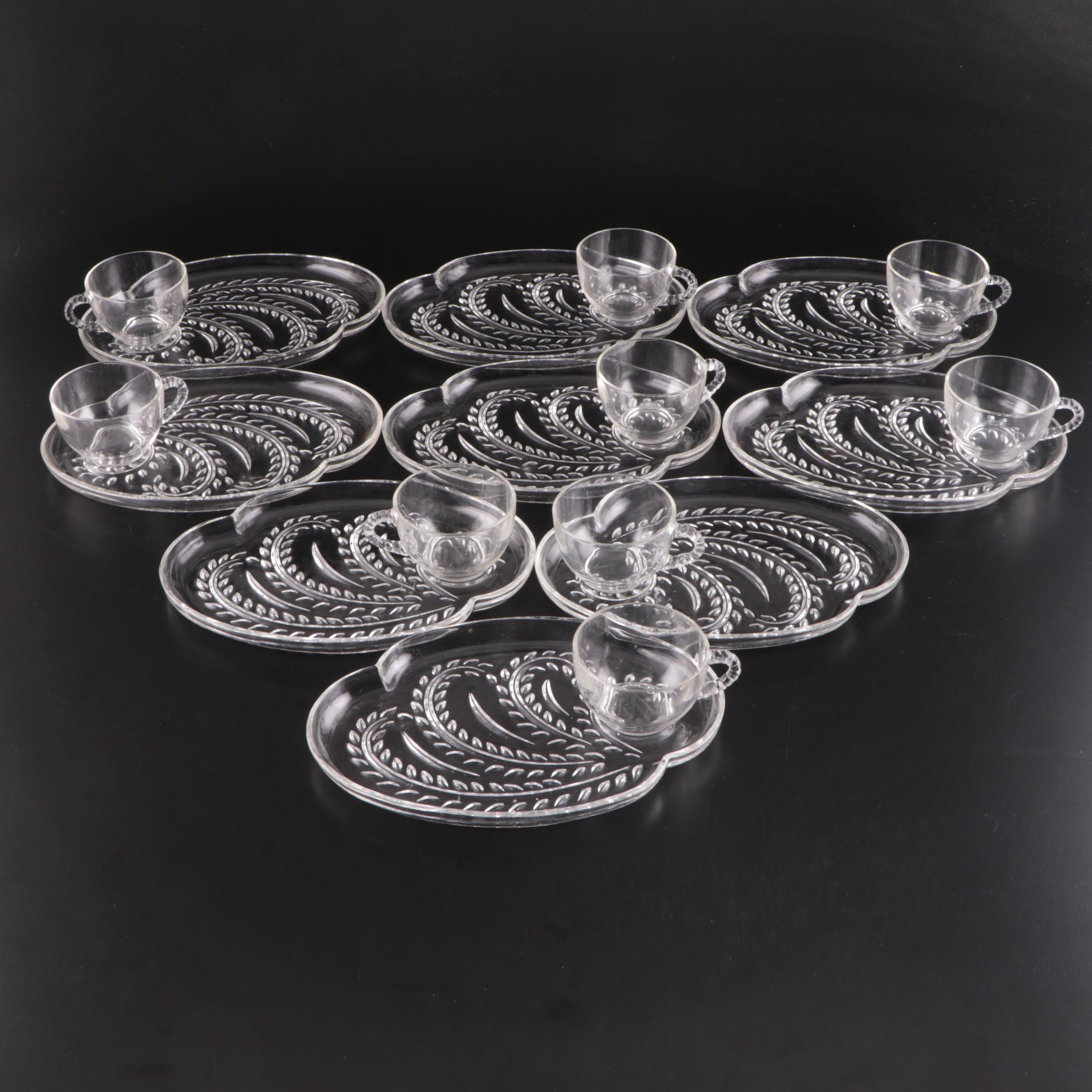 Federal Glass "Homestead" Snack Plates with Other Glass Cups EBTH