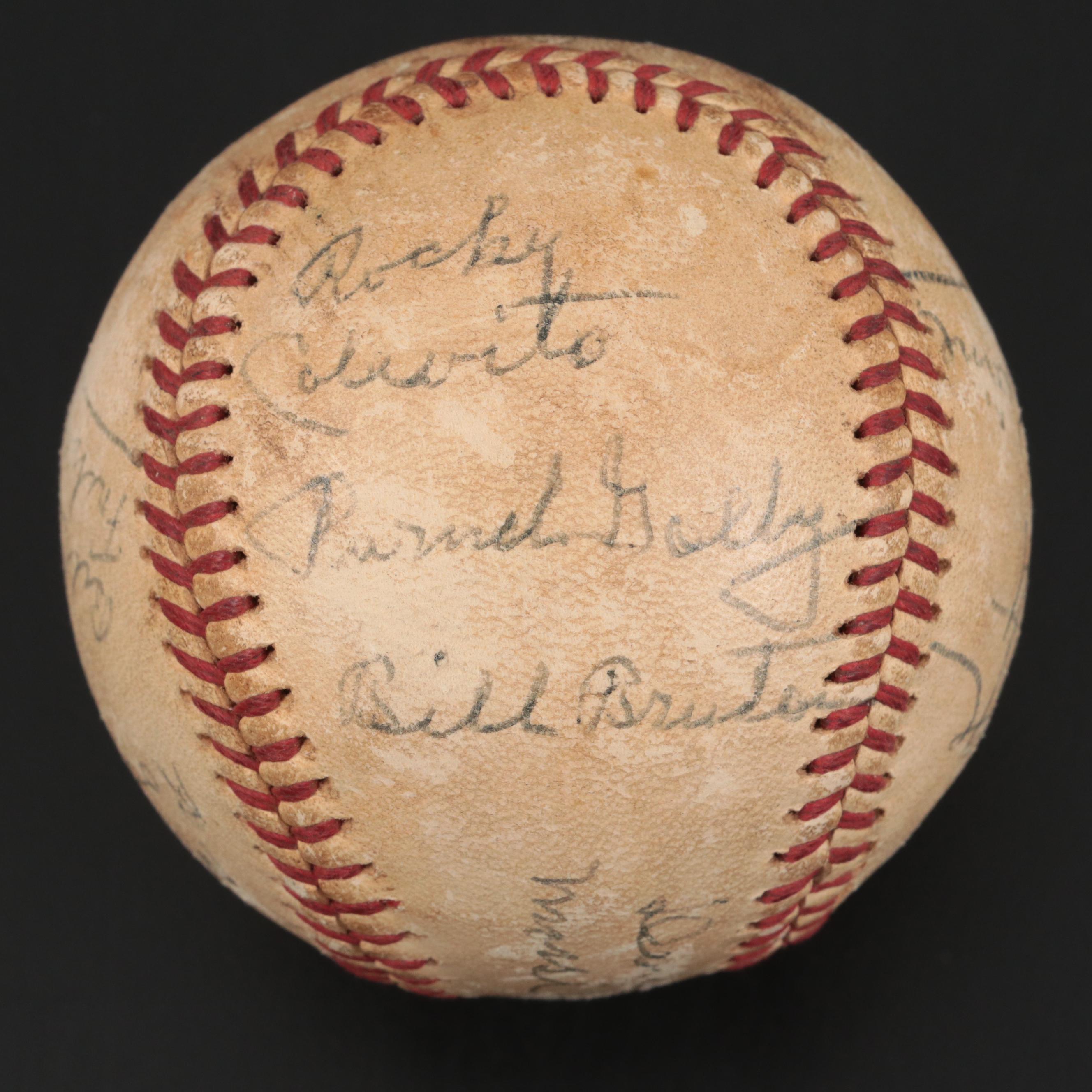 1963 Detriot Tigers Team Signed Baseball Featuring Al Kaline and Rocky Colavito