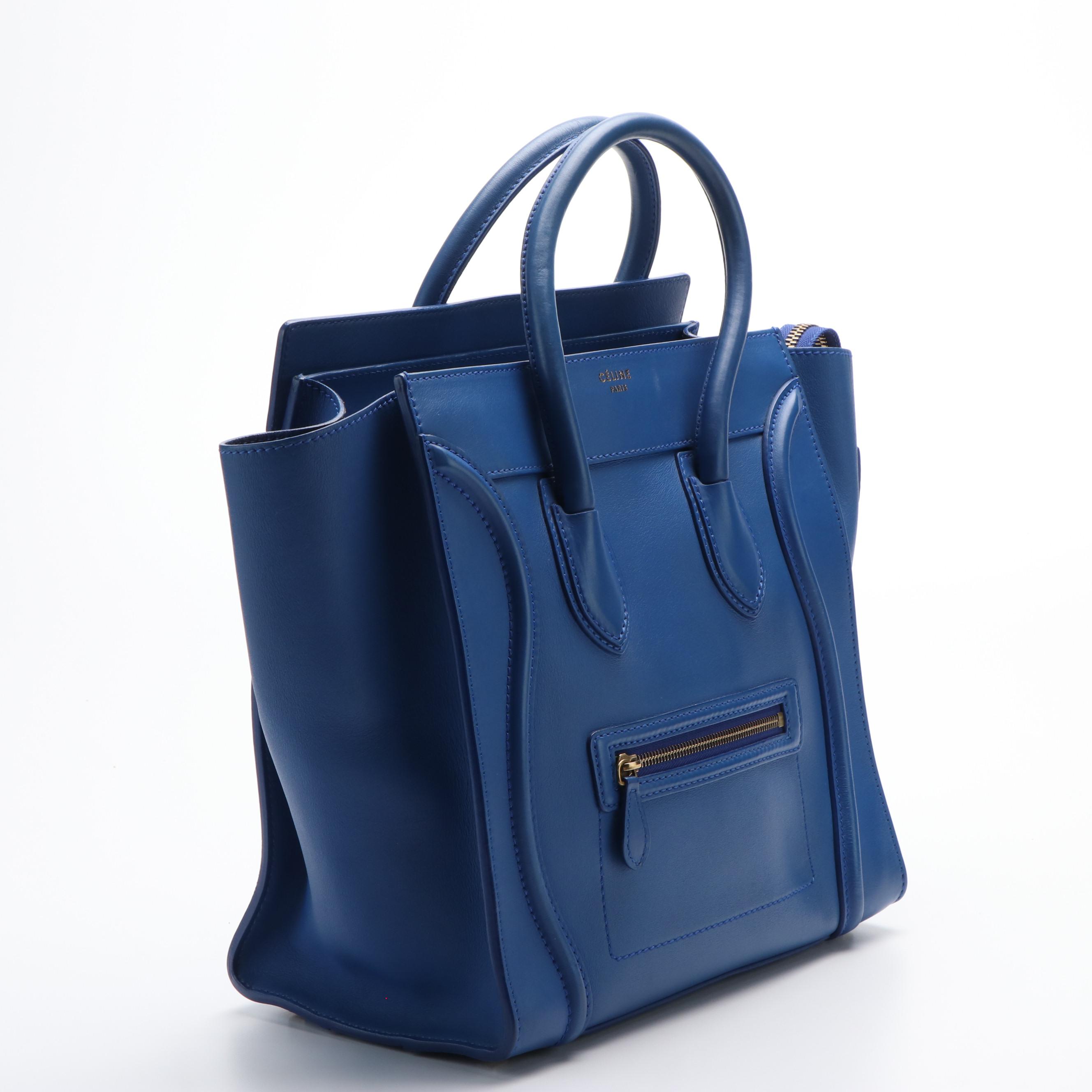 Céline Paris Blue Leather Luggage Handbag