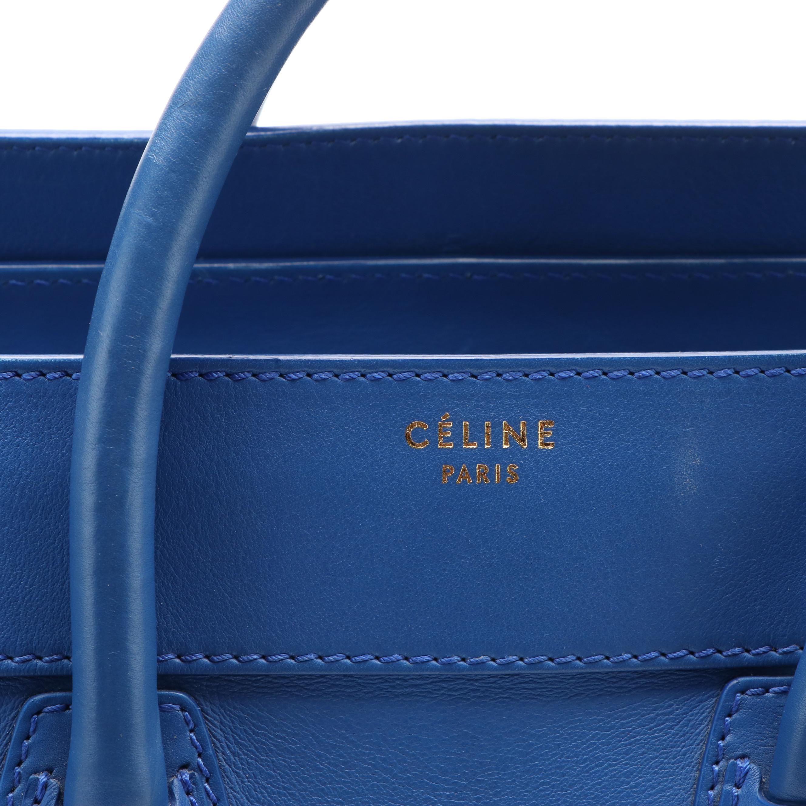 Céline Paris Blue Leather Luggage Handbag
