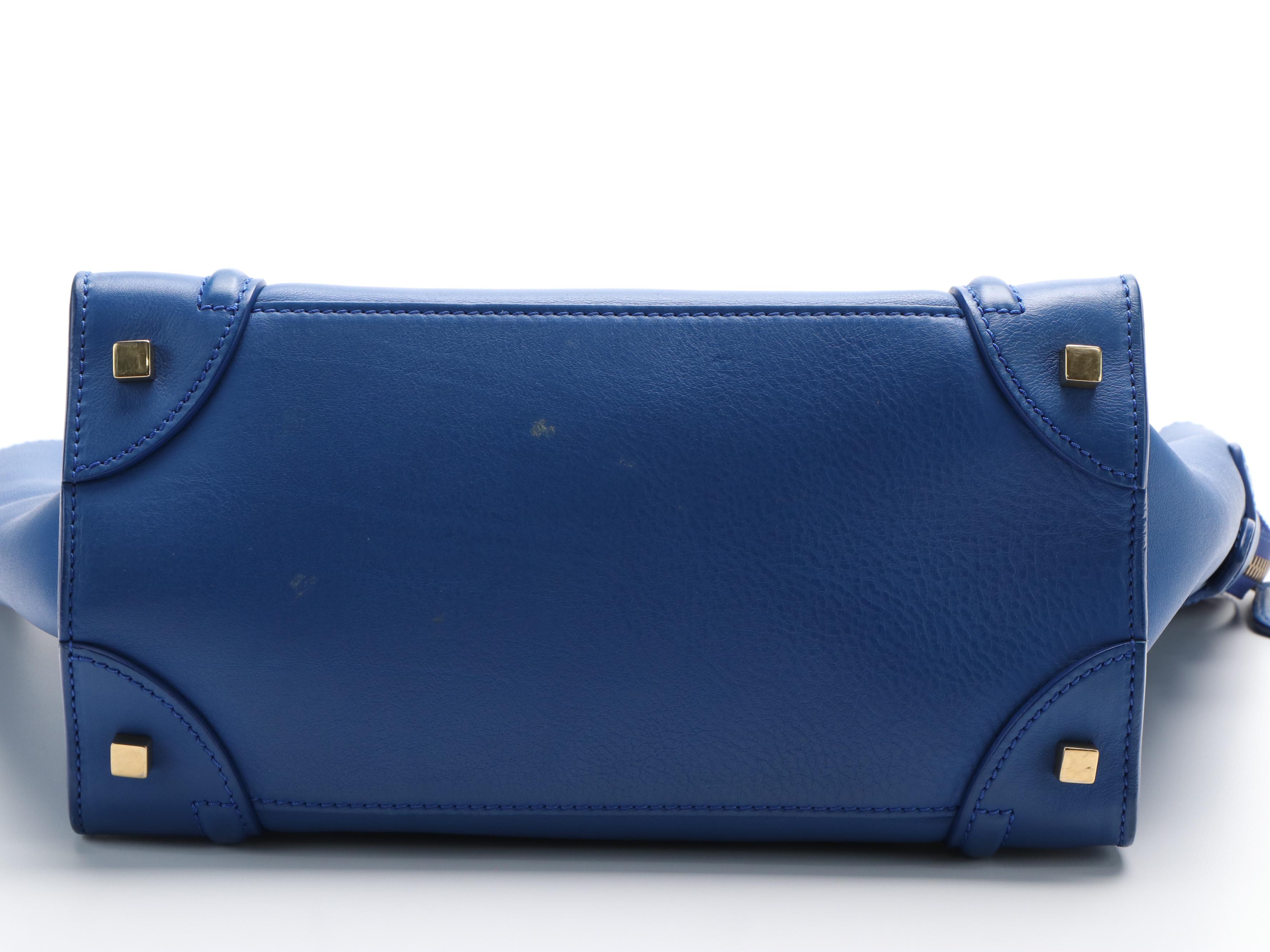Céline Paris Blue Leather Luggage Handbag