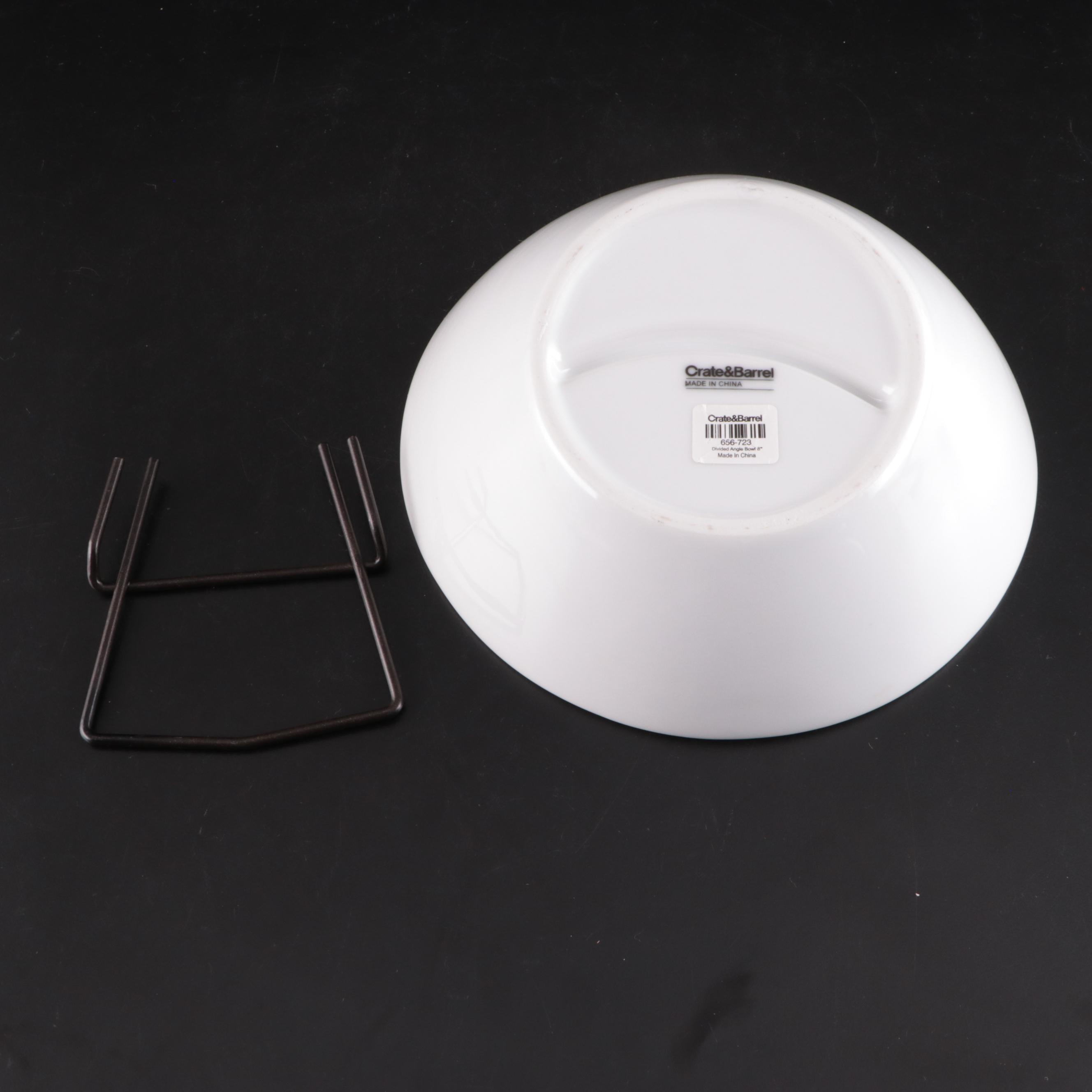 Crate & Barrel Divided Angle Bowl with Other Serving Bowls