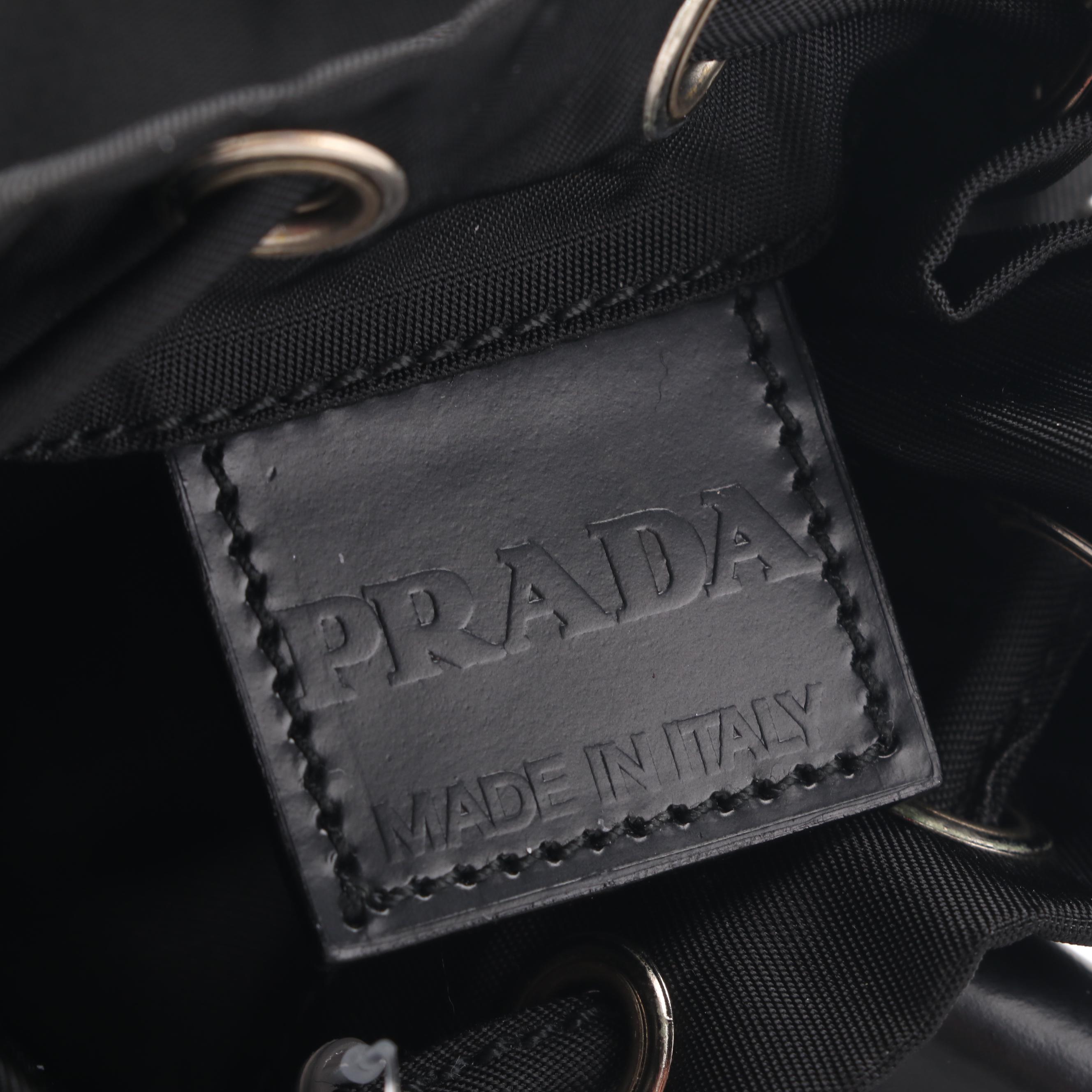 Prada Black Nylon Tessuto Drawstring Pouch Bag