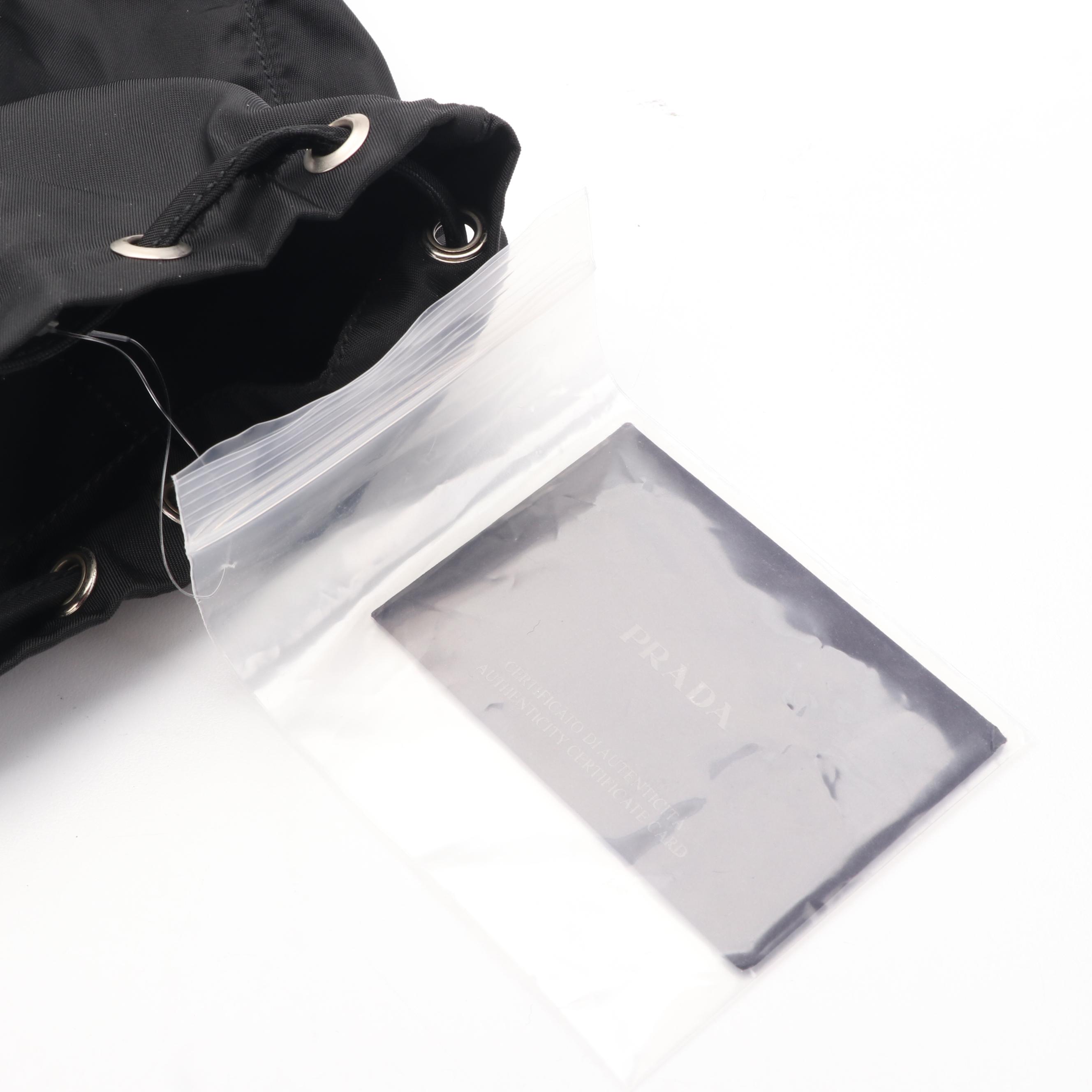 Prada Black Nylon Tessuto Drawstring Pouch Bag