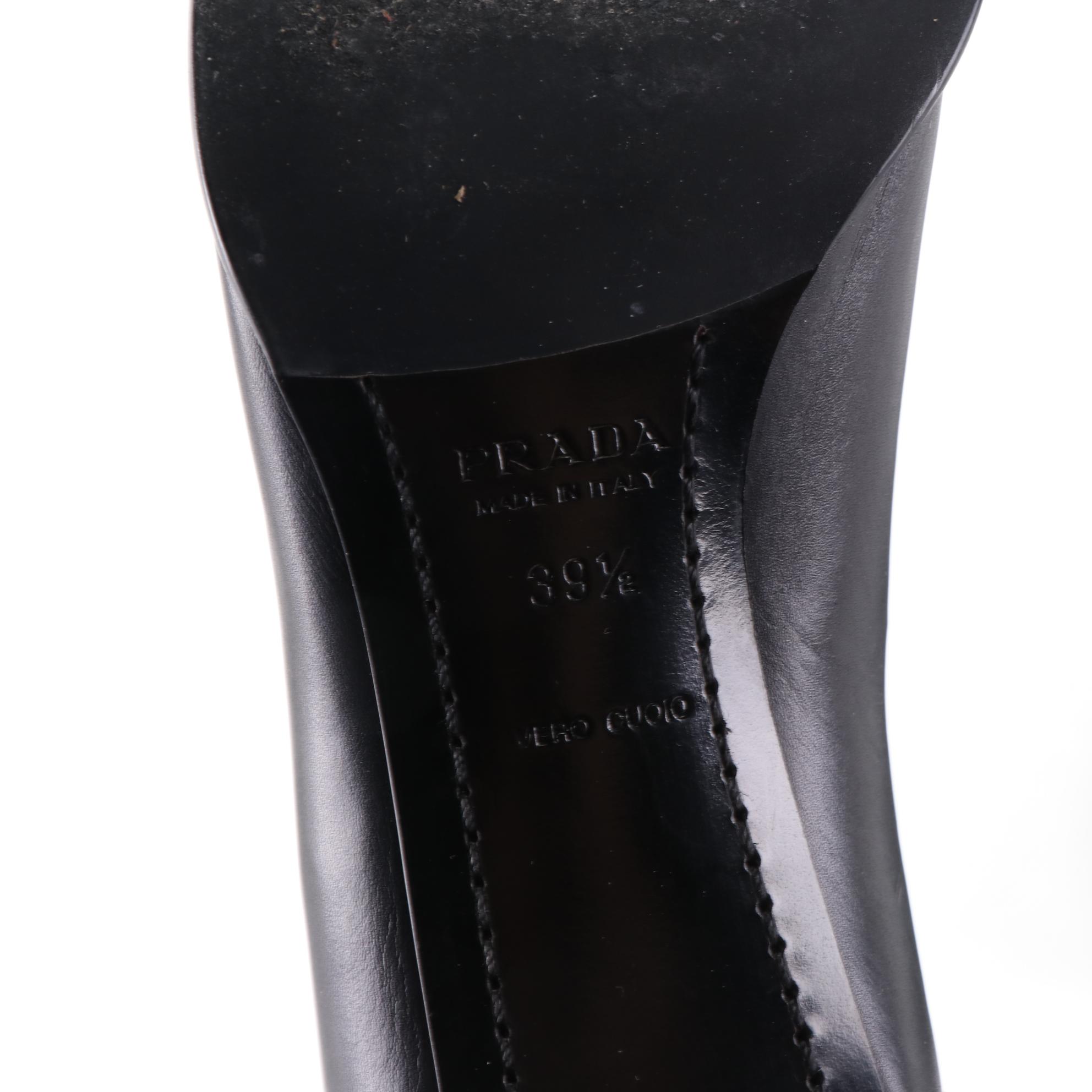 Prada Leather Zip Ankle Boots with Contrast Topstitching