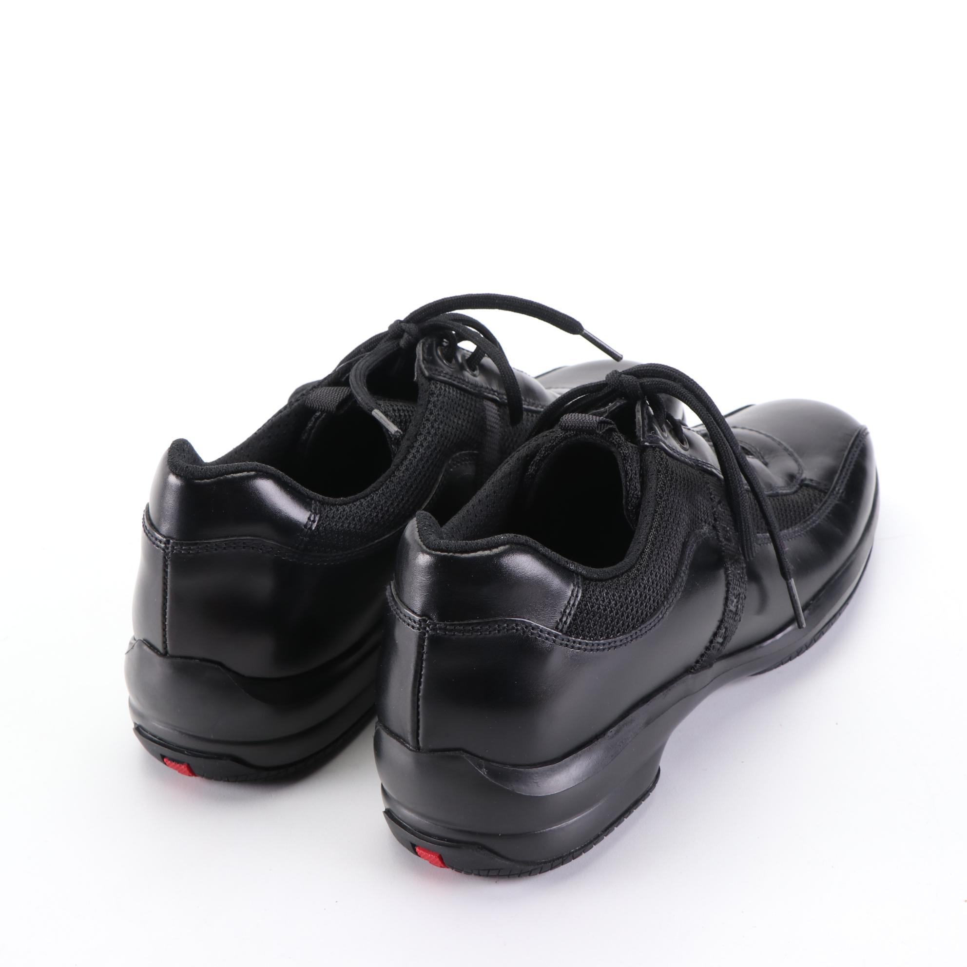 Prada Sport Leather and Nylon Lace-Up Sneakers