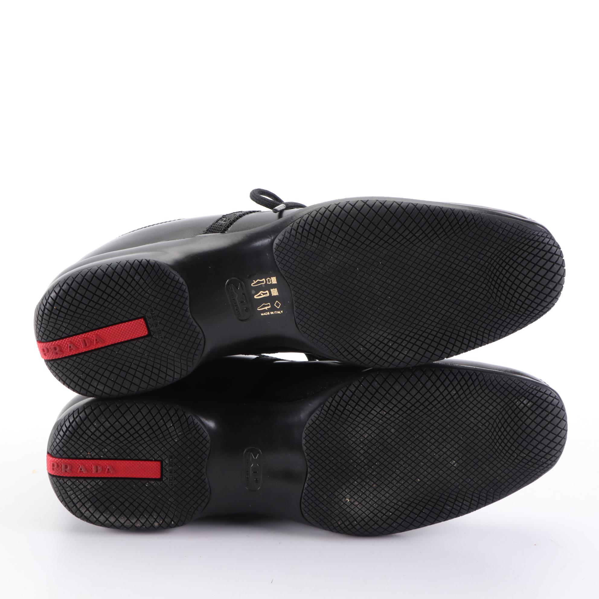 Prada Sport Leather and Nylon Lace-Up Sneakers