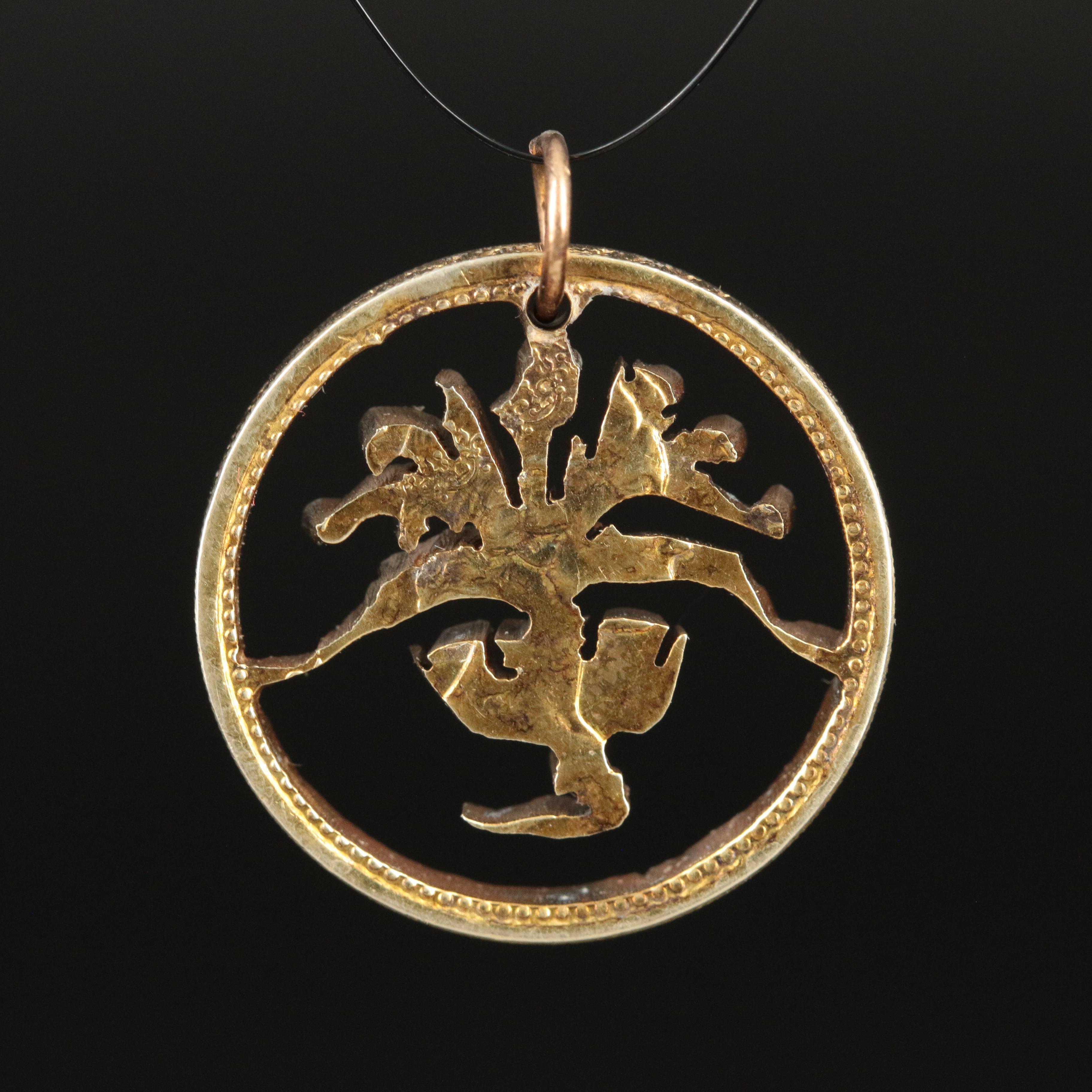 Scottish Thistle Cut-Out Coin Pendant