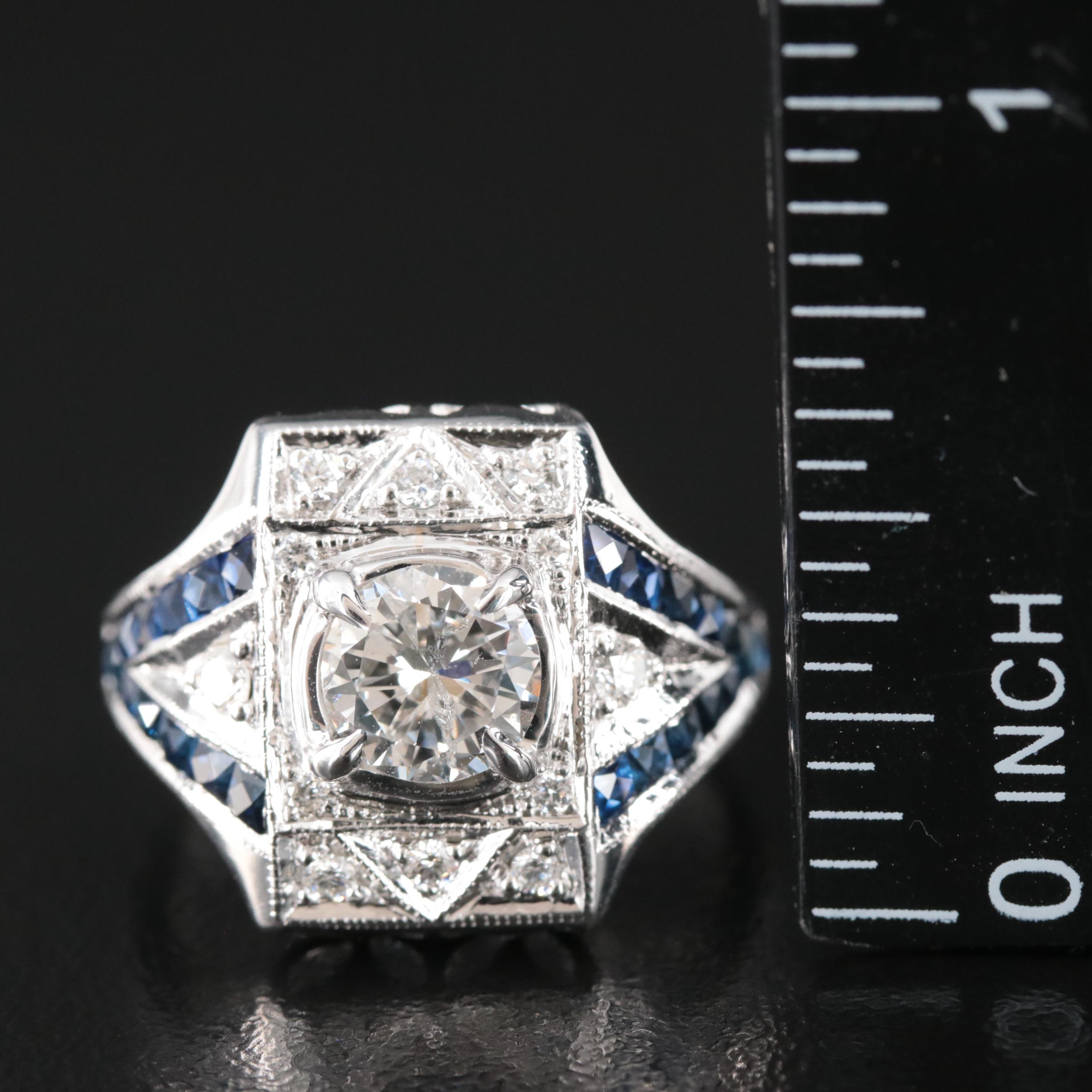 18K 1.21 CTW Diamond and Sapphire Ring with GIA Report
