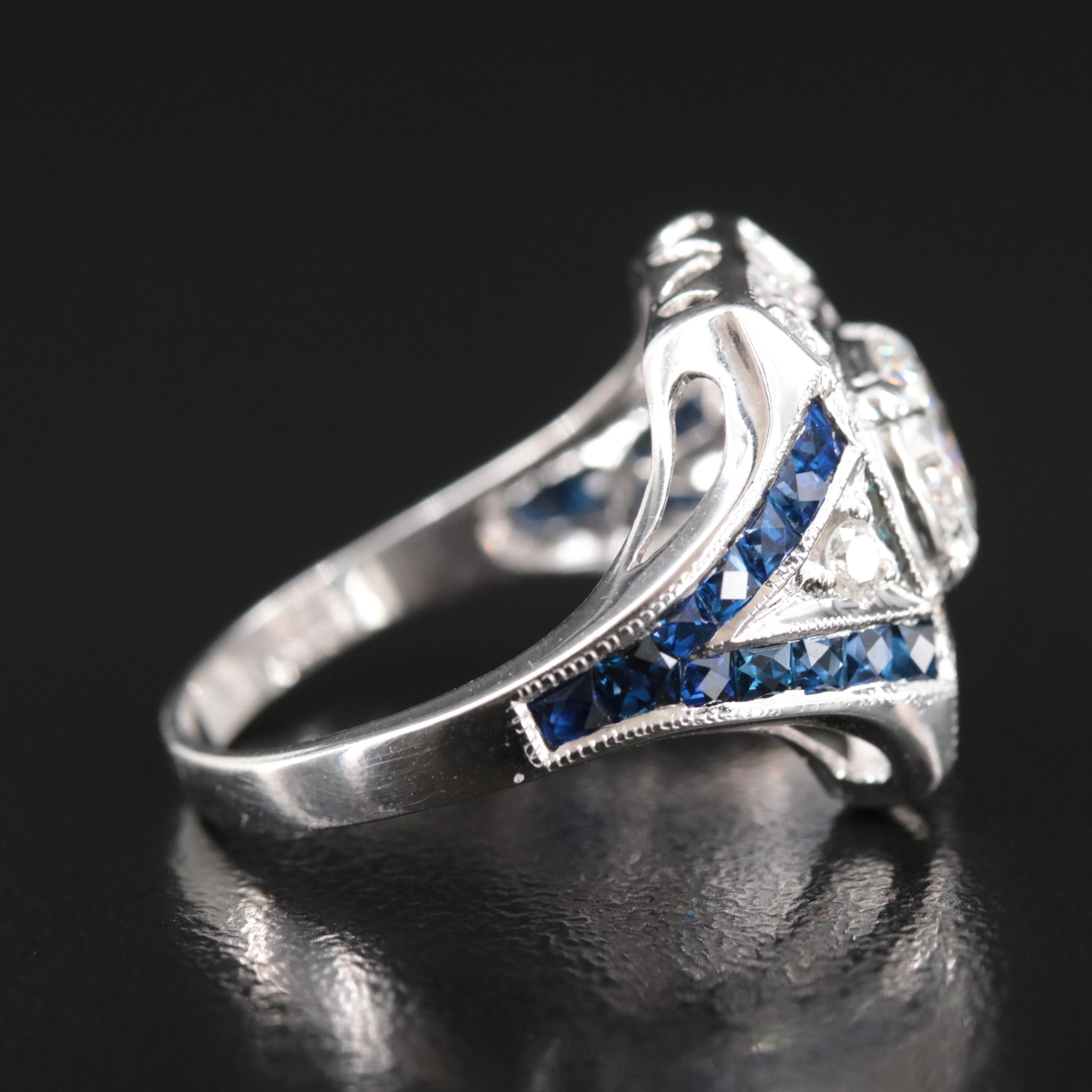 18K 1.21 CTW Diamond and Sapphire Ring with GIA Report