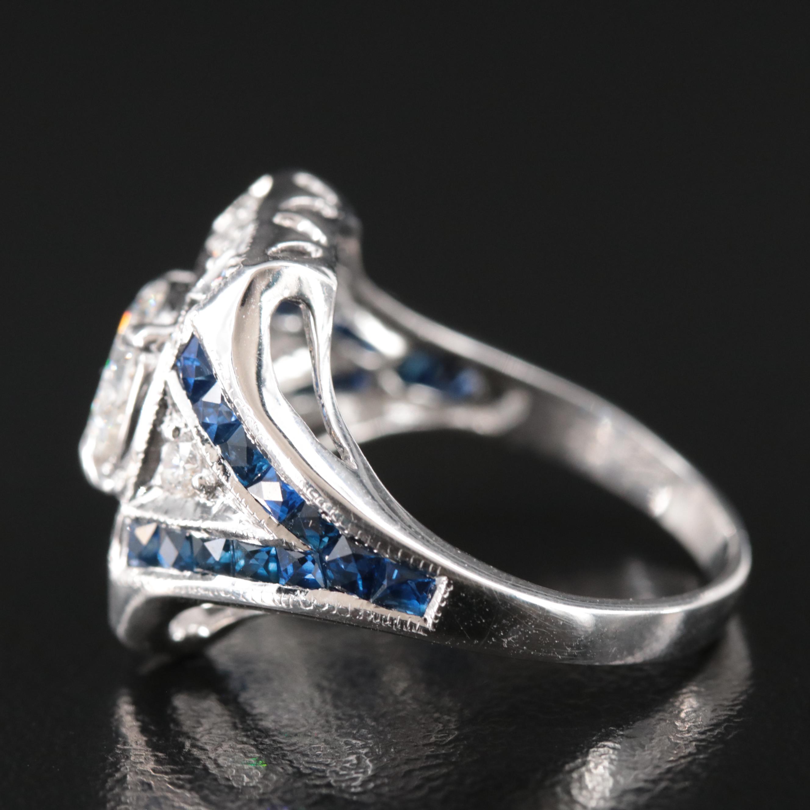 18K 1.21 CTW Diamond and Sapphire Ring with GIA Report