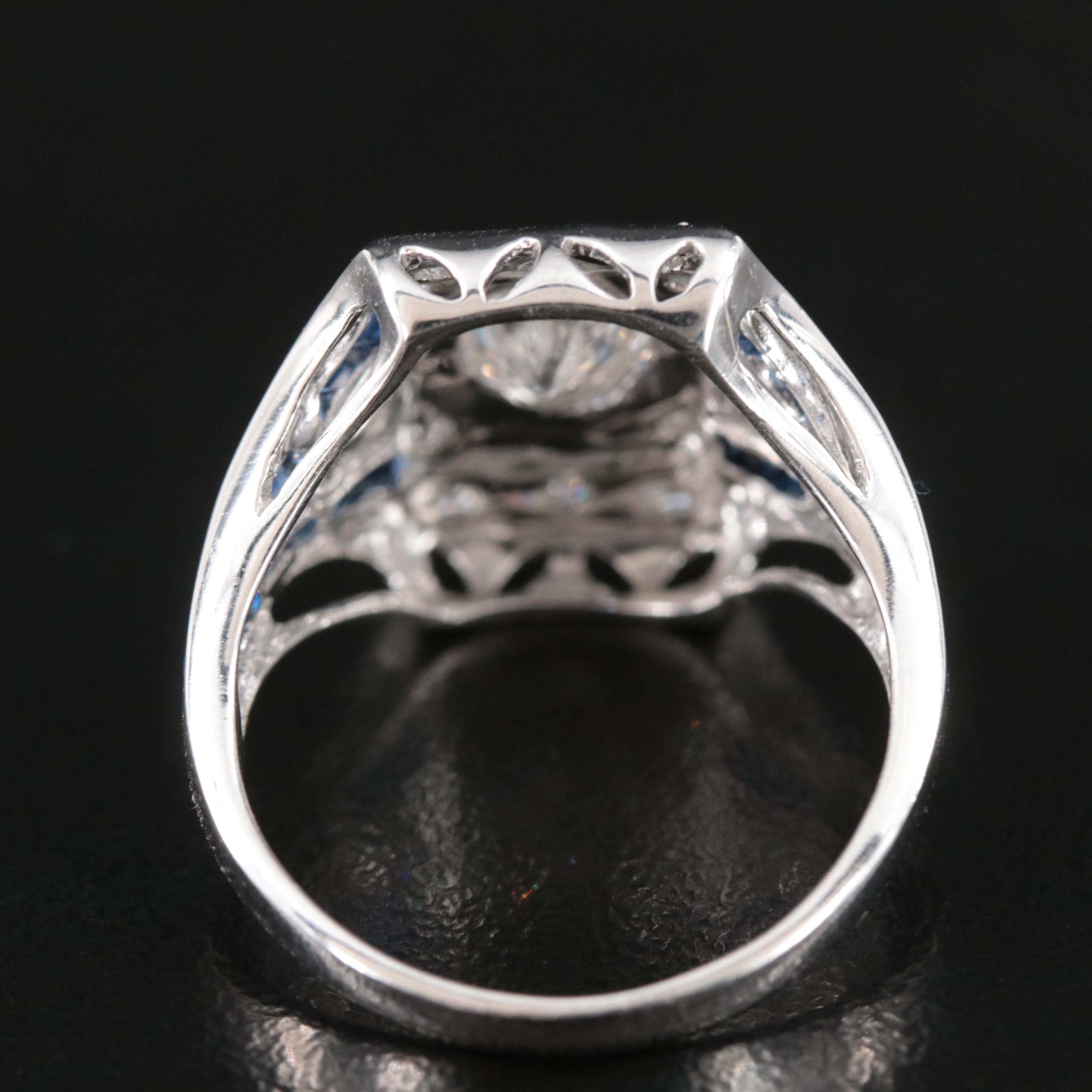 18K 1.21 CTW Diamond and Sapphire Ring with GIA Report