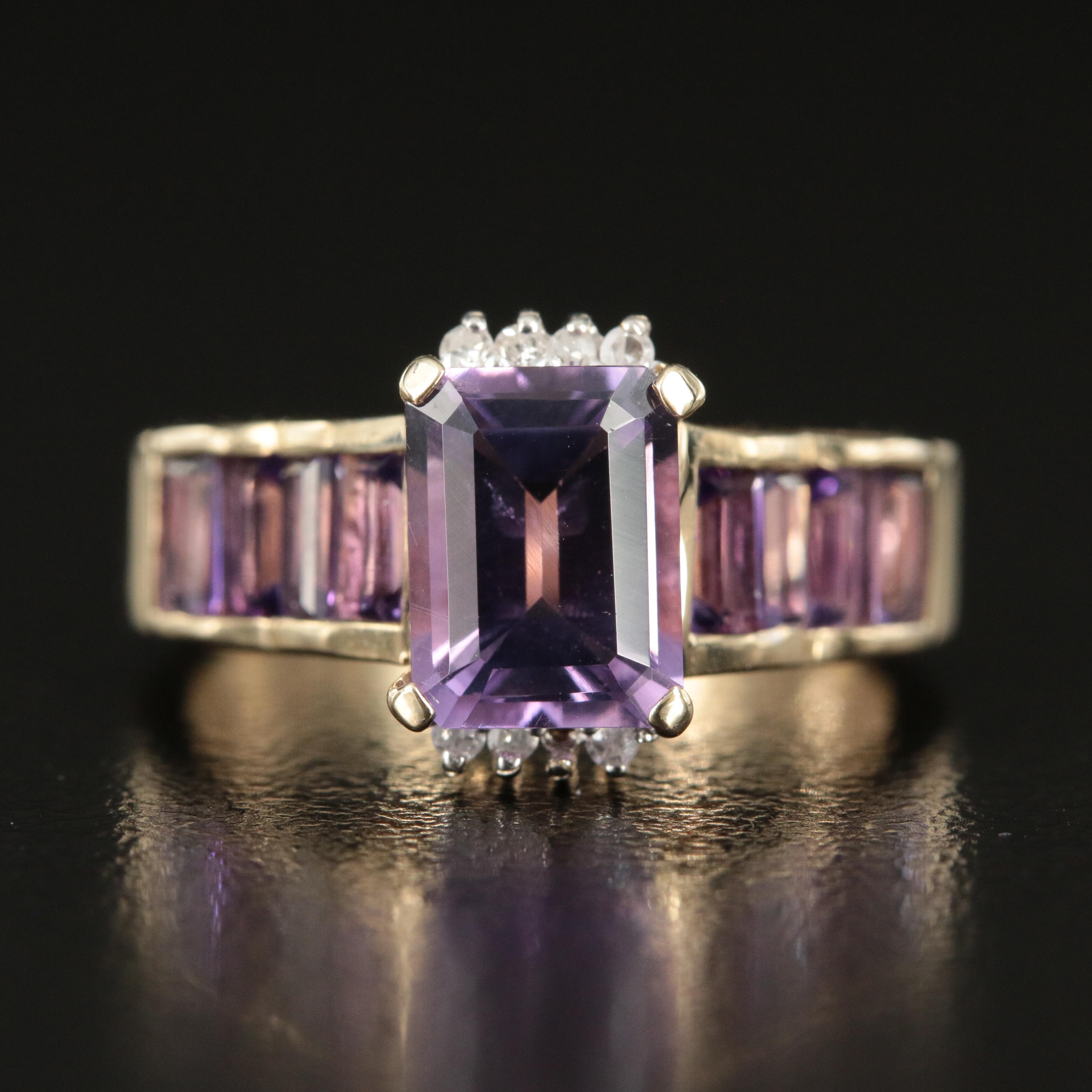 10K Amethyst and Diamond Ring