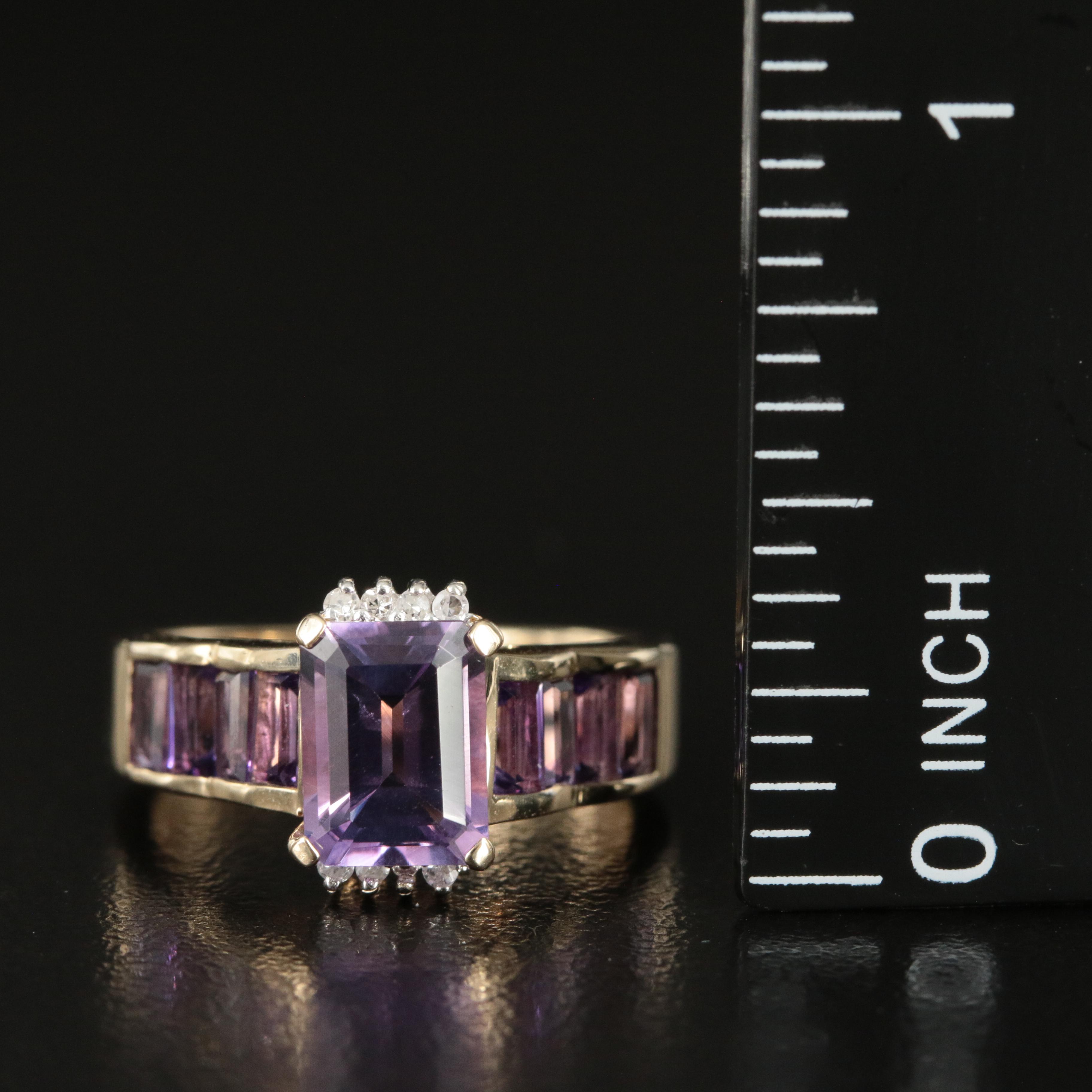 10K Amethyst and Diamond Ring