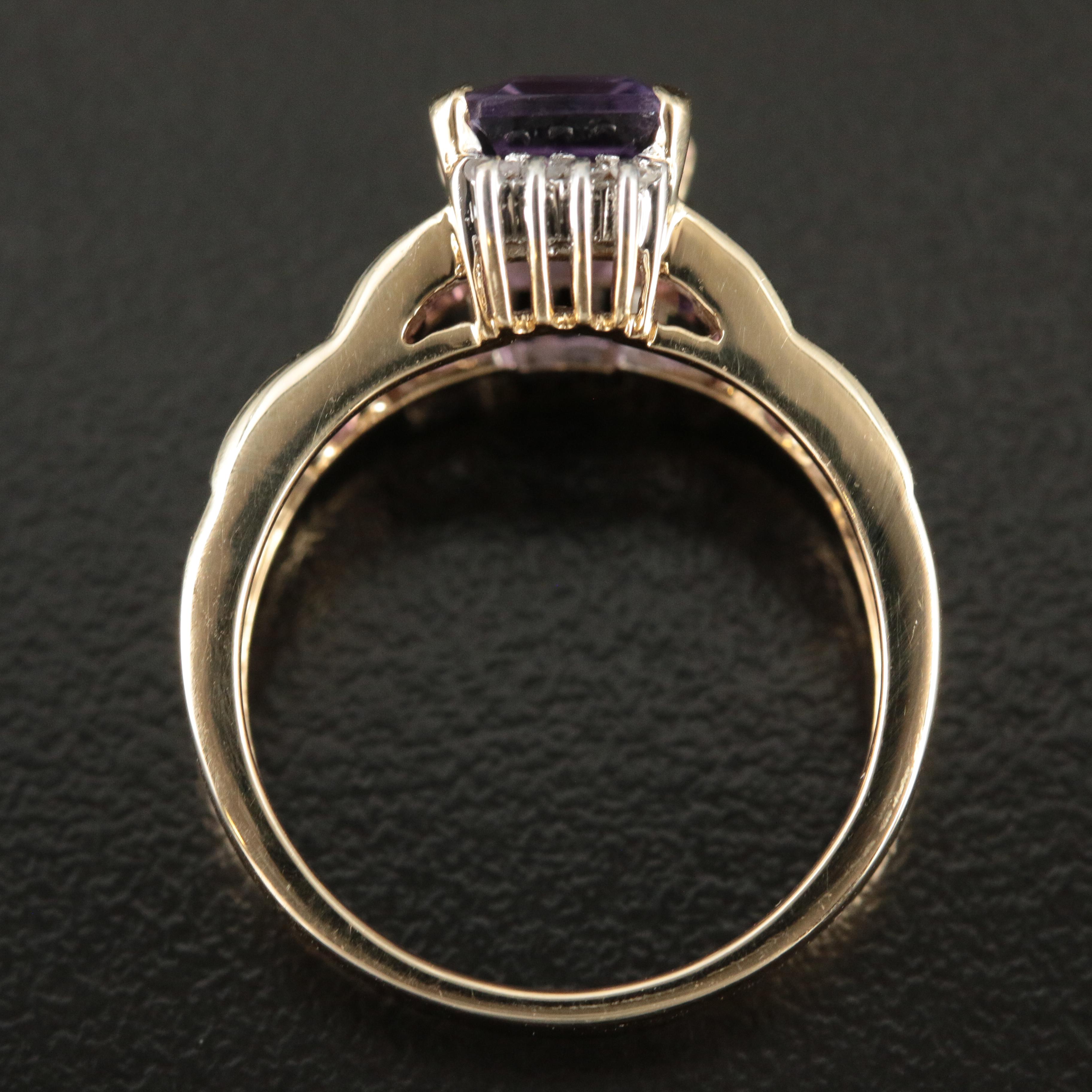 10K Amethyst and Diamond Ring