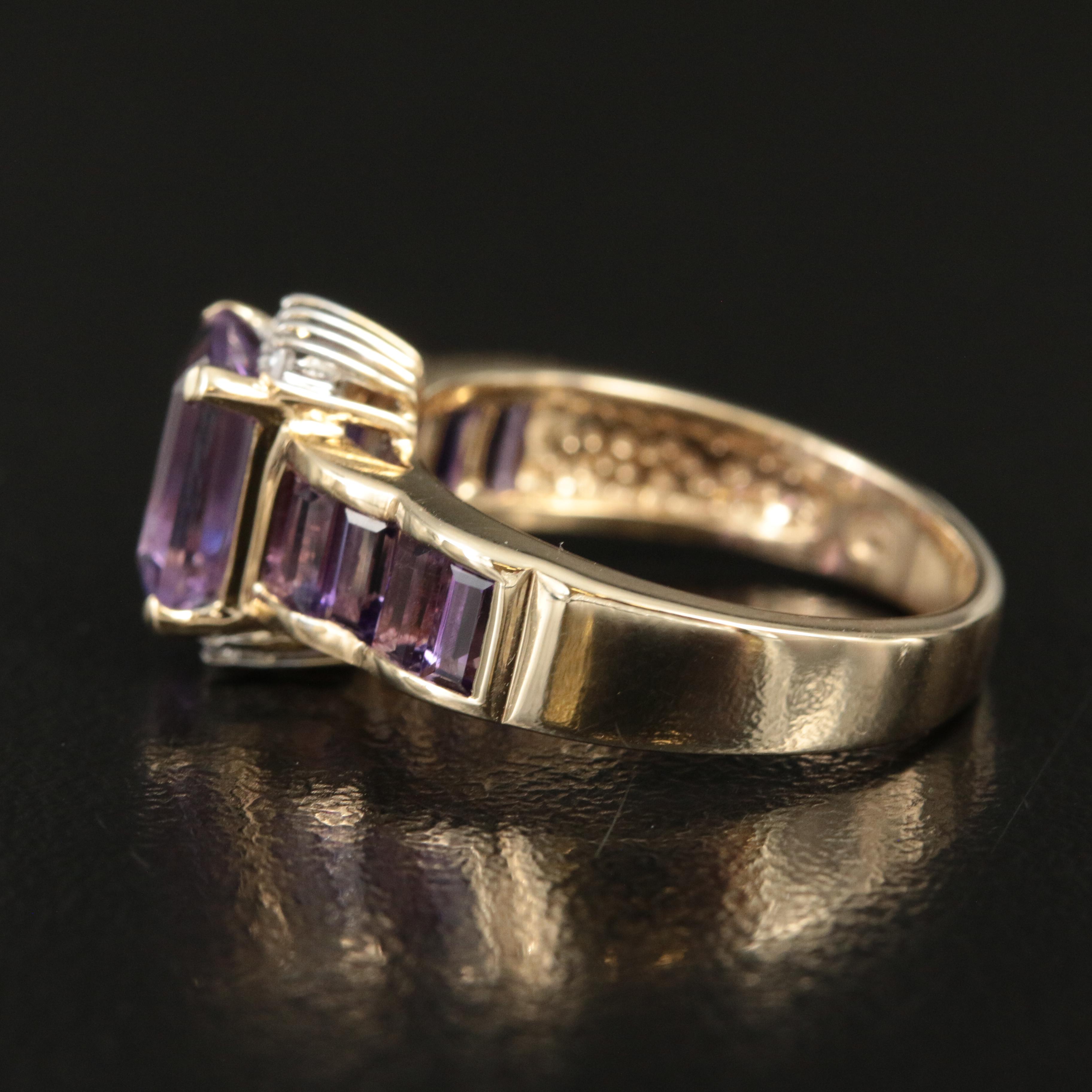 10K Amethyst and Diamond Ring