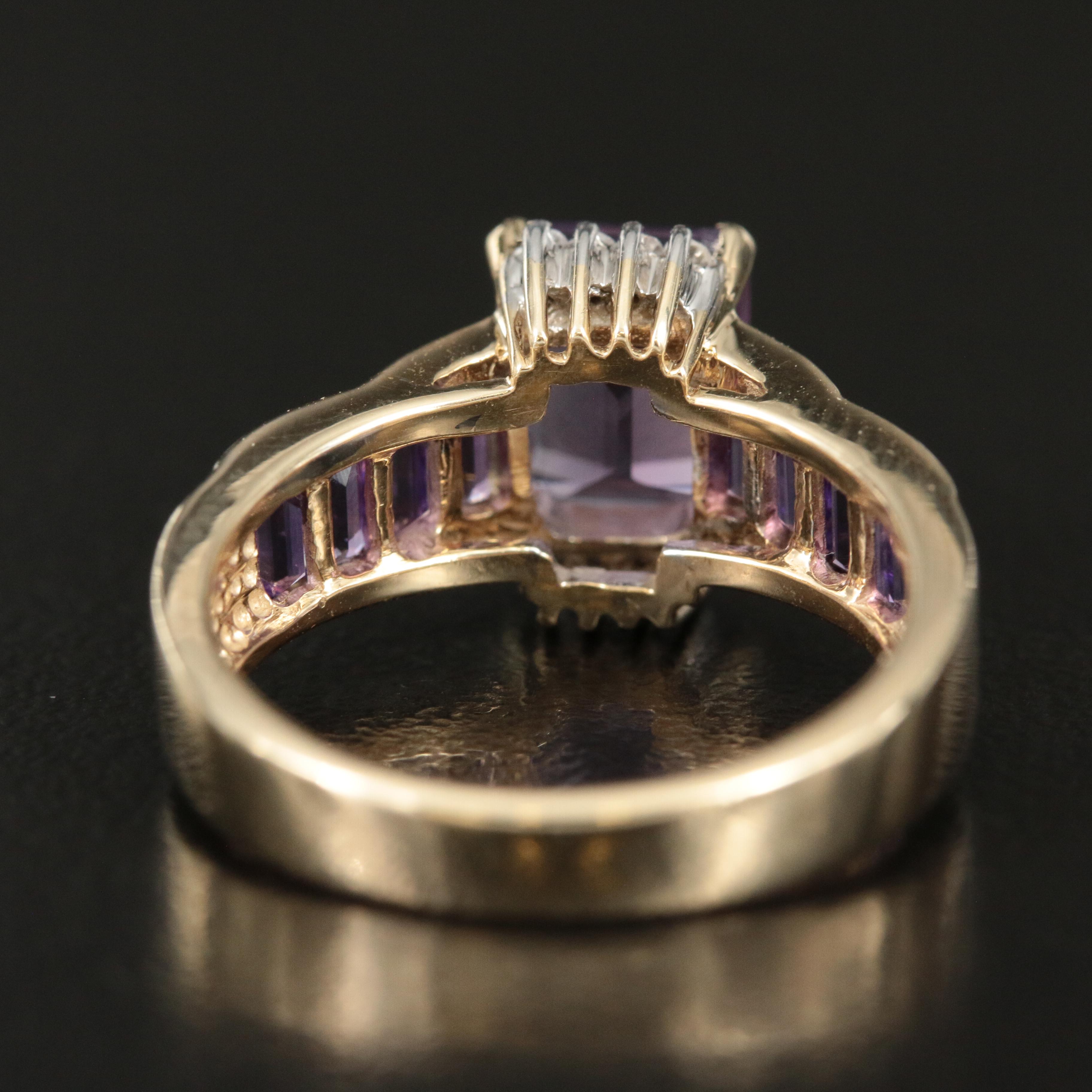 10K Amethyst and Diamond Ring