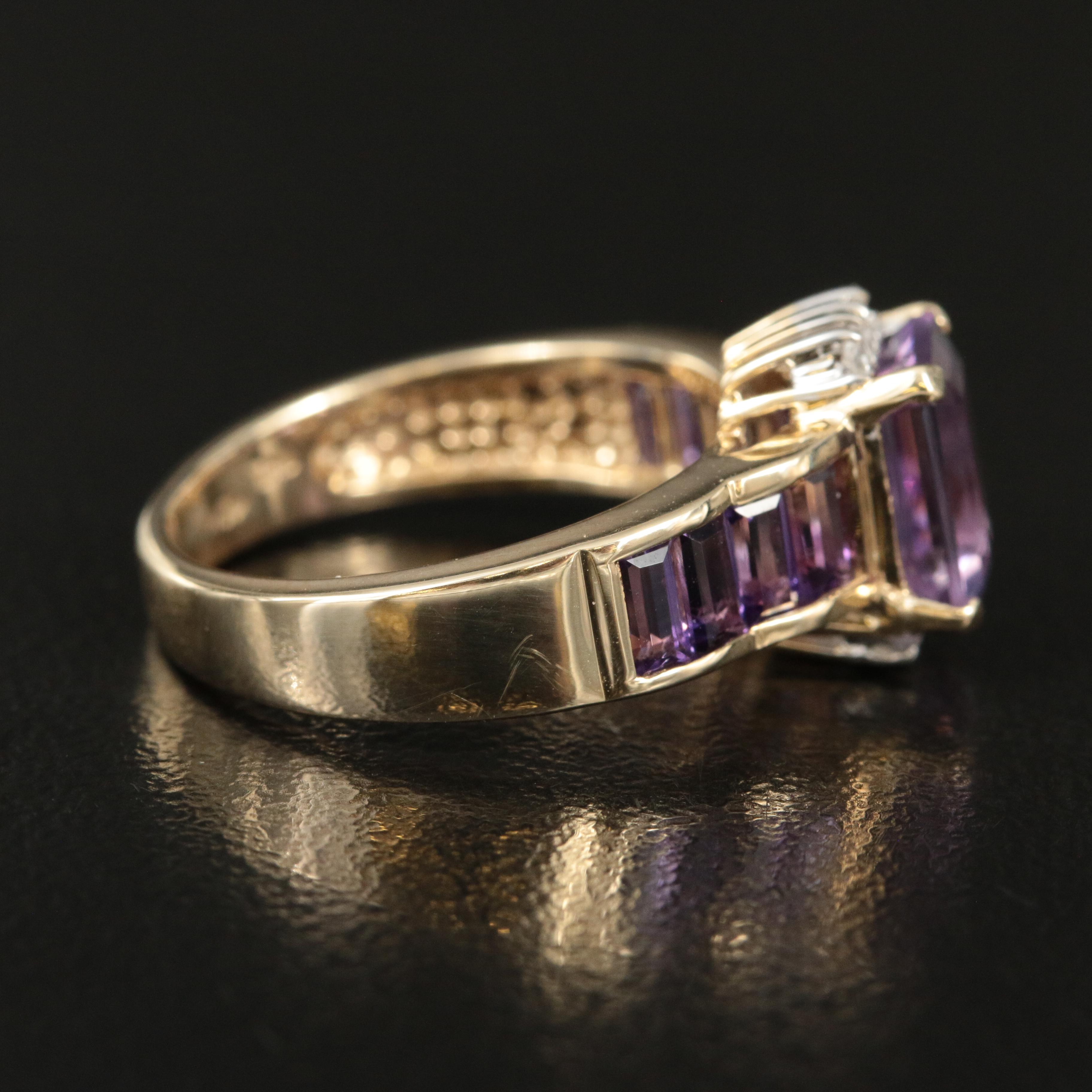 10K Amethyst and Diamond Ring