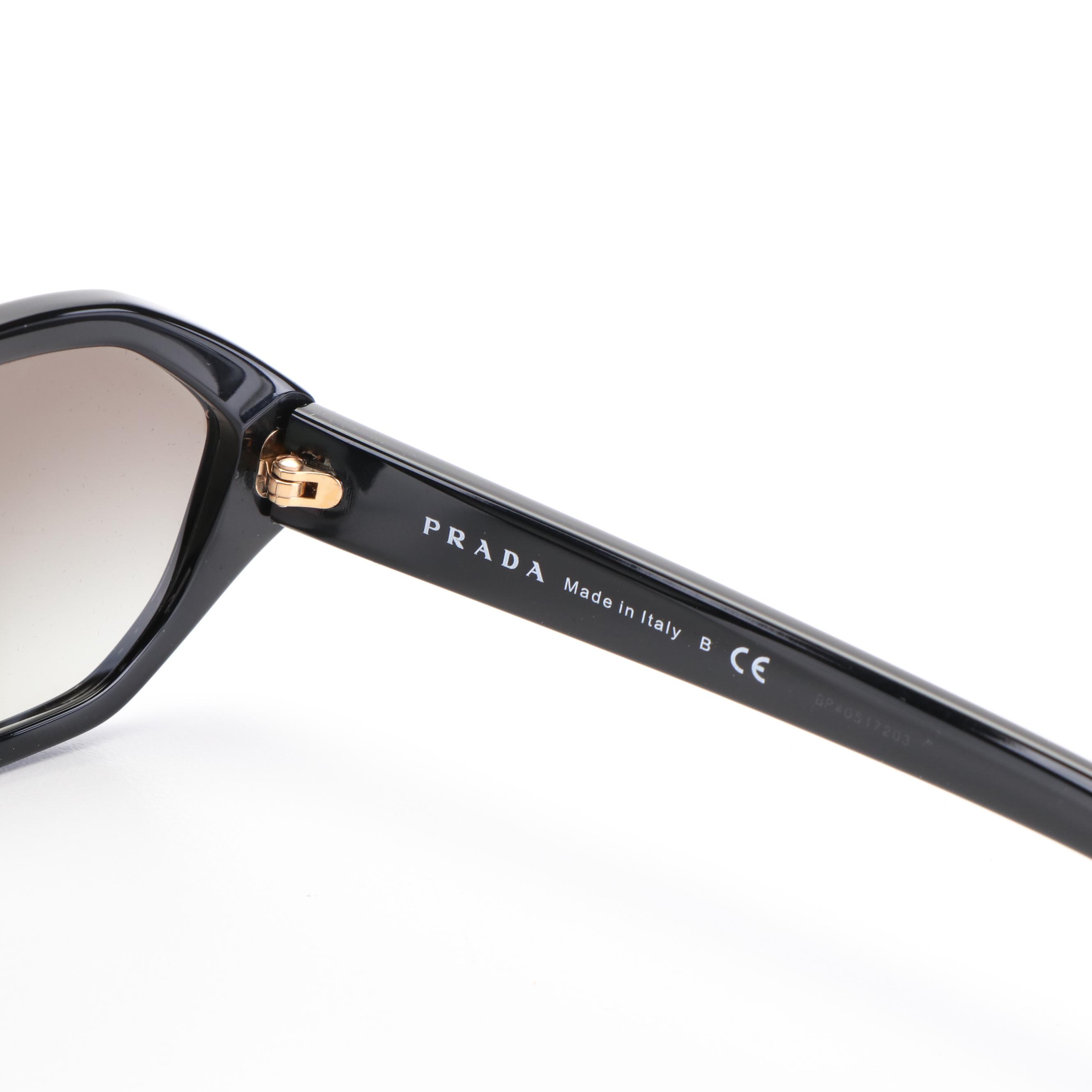 Prada PR 20VS Millennials Black Geometric Oval Sunglasses with Case and Box