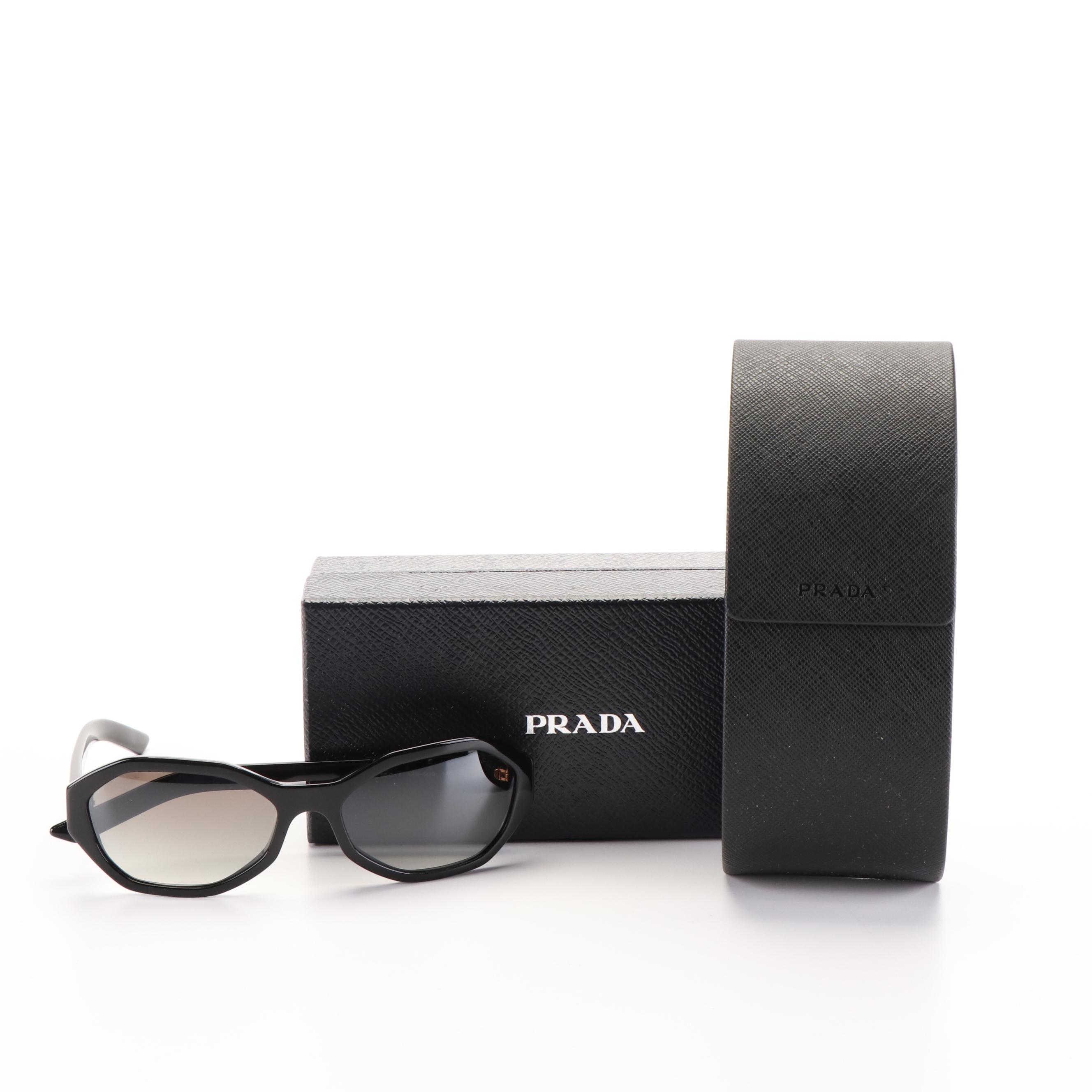 Prada PR 20VS Millennials Black Geometric Oval Sunglasses with Case and Box