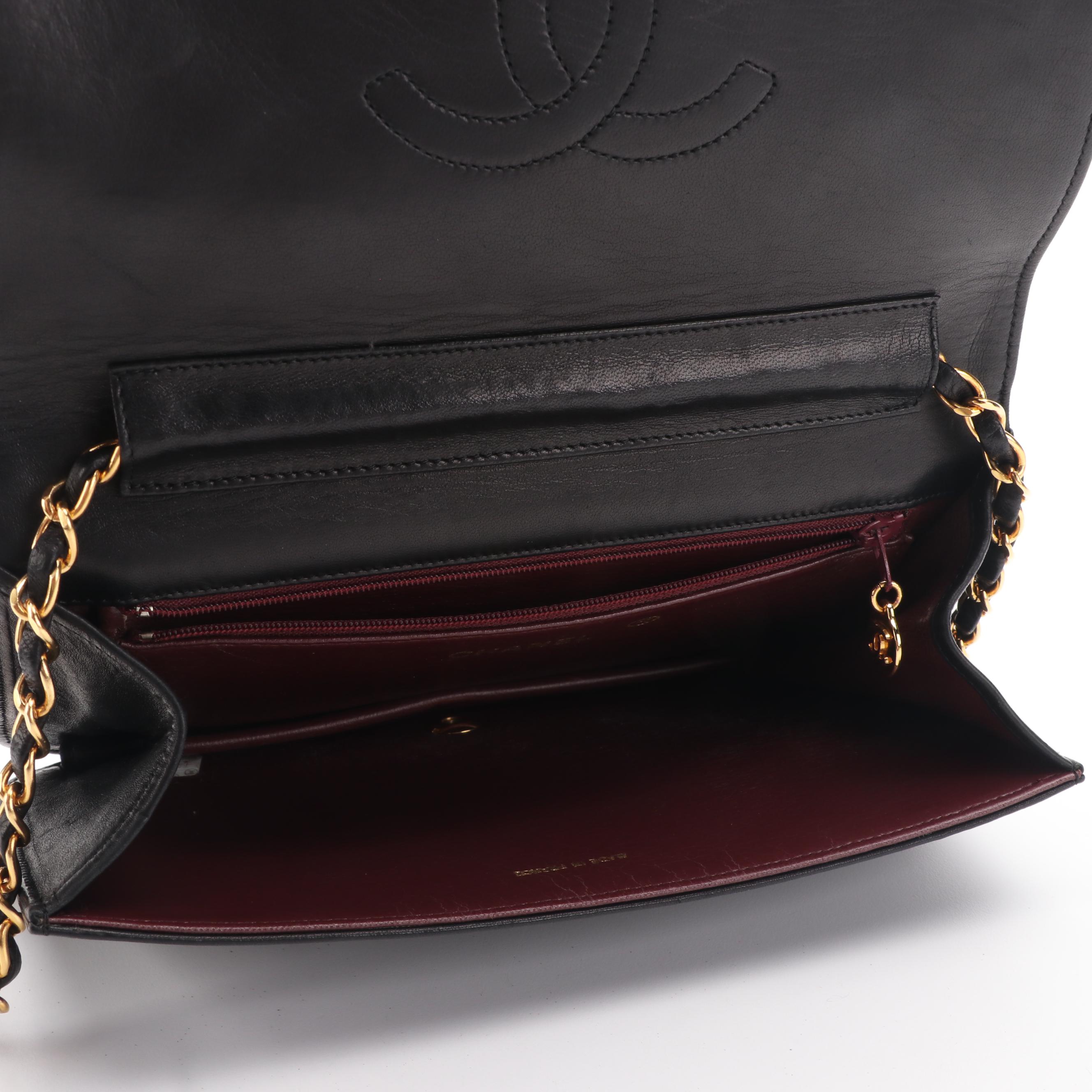 Chanel Full Flap Bag in Black Quilted Lambskin with Classic Chain Strap