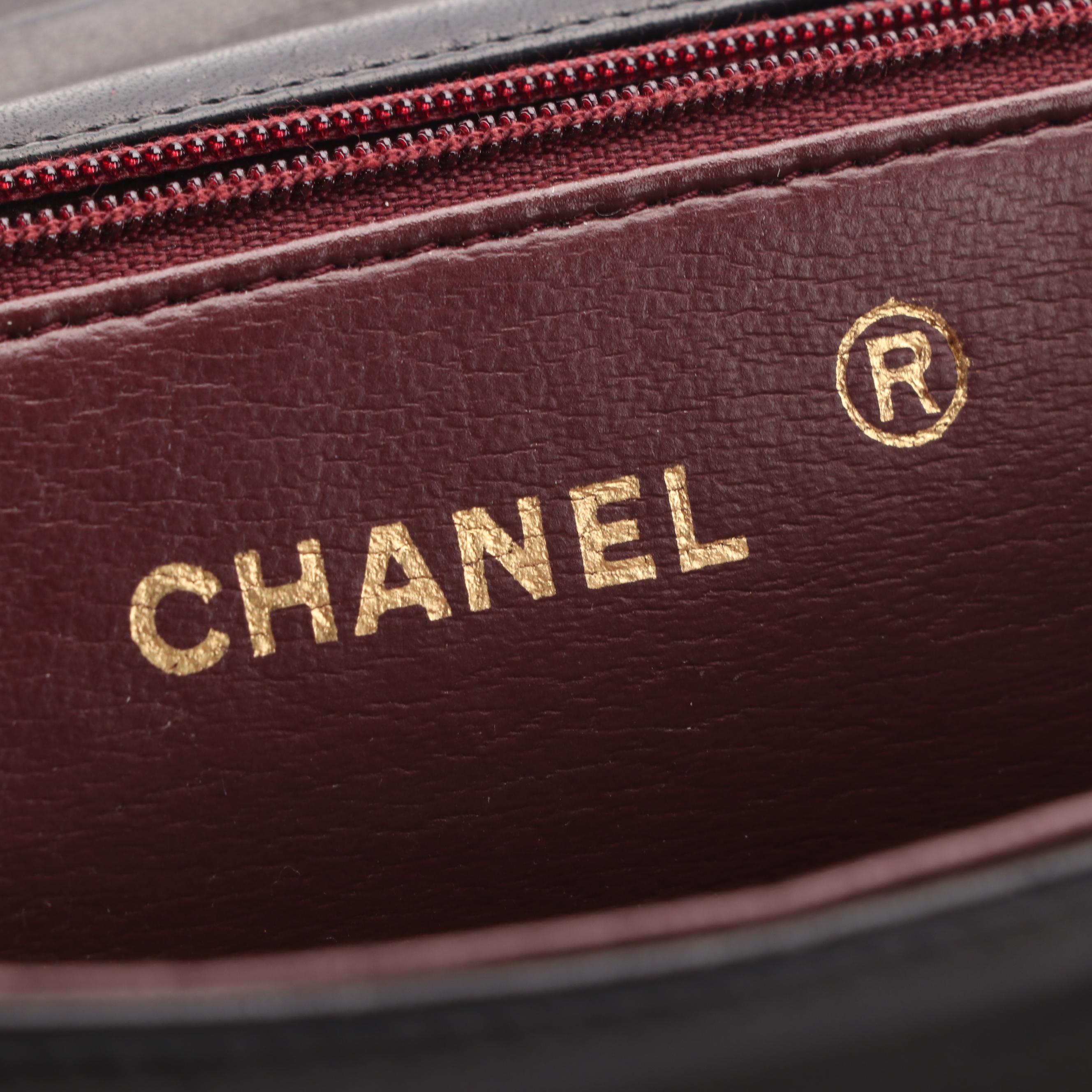 Chanel Full Flap Bag in Black Quilted Lambskin with Classic Chain Strap