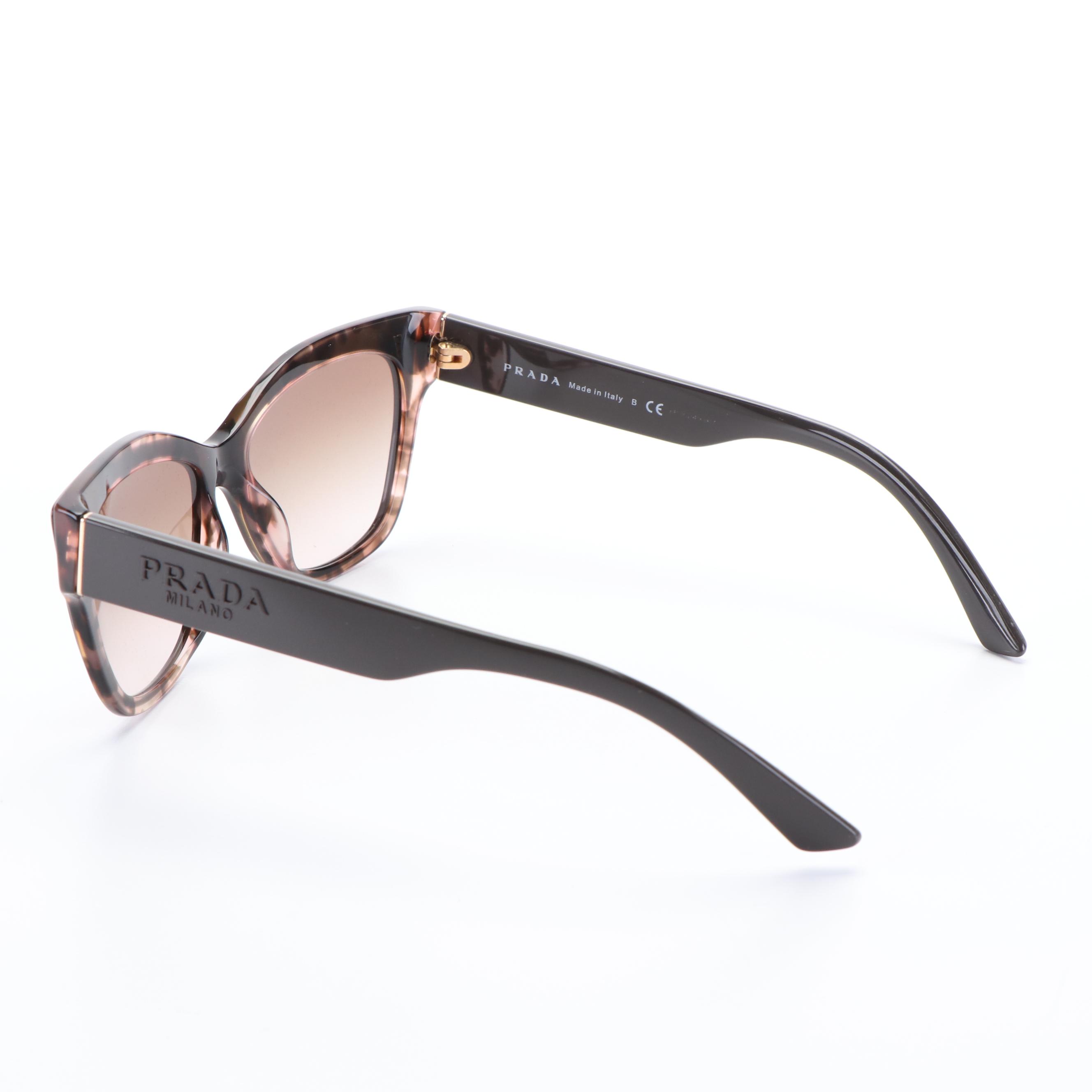 Prada PR 23XS Brown Oversized Cat Eye Sunglasses with Case and Box