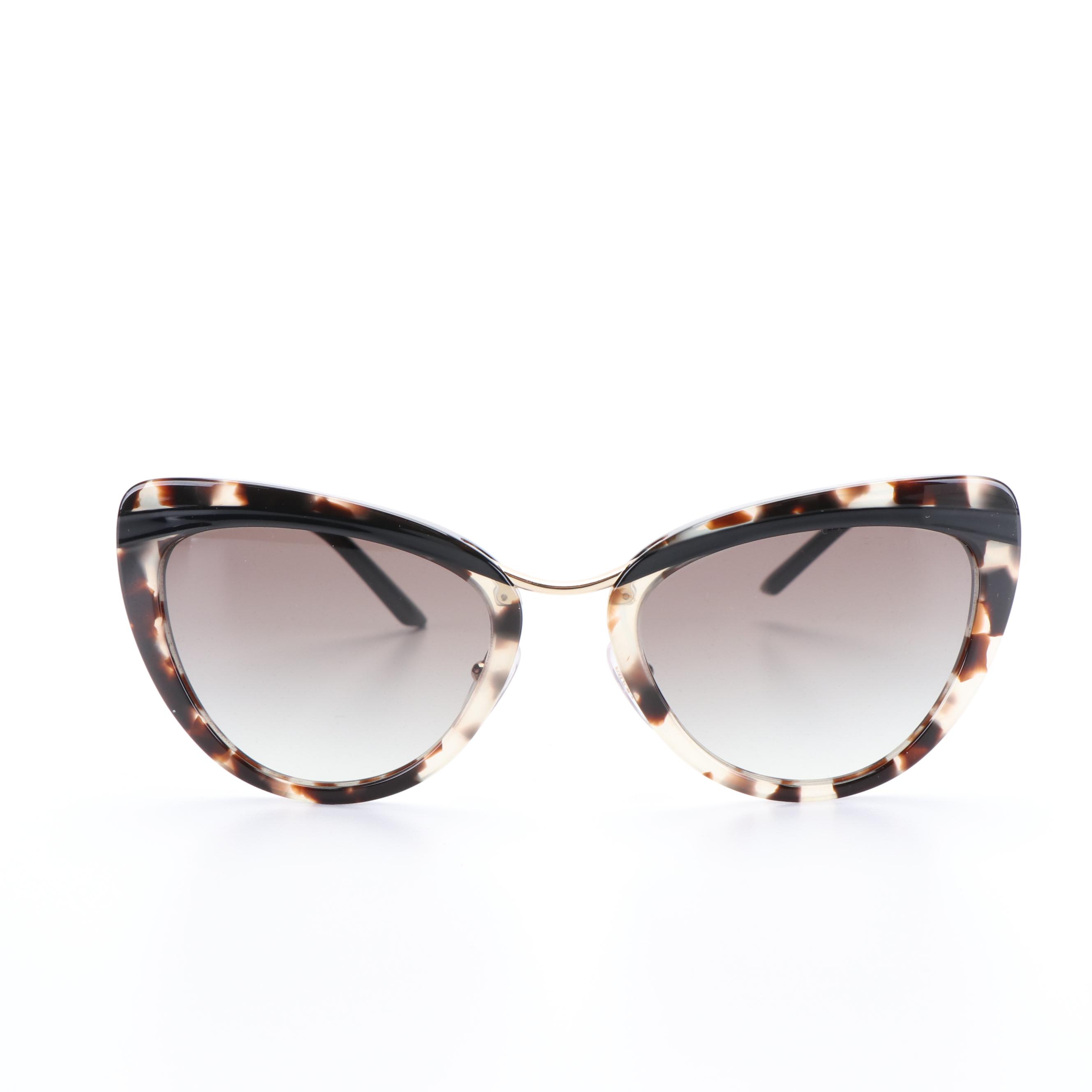 Prada PR25XS Black Havana and Gray Gradient Cat Eye Sunglasses with Case and Box