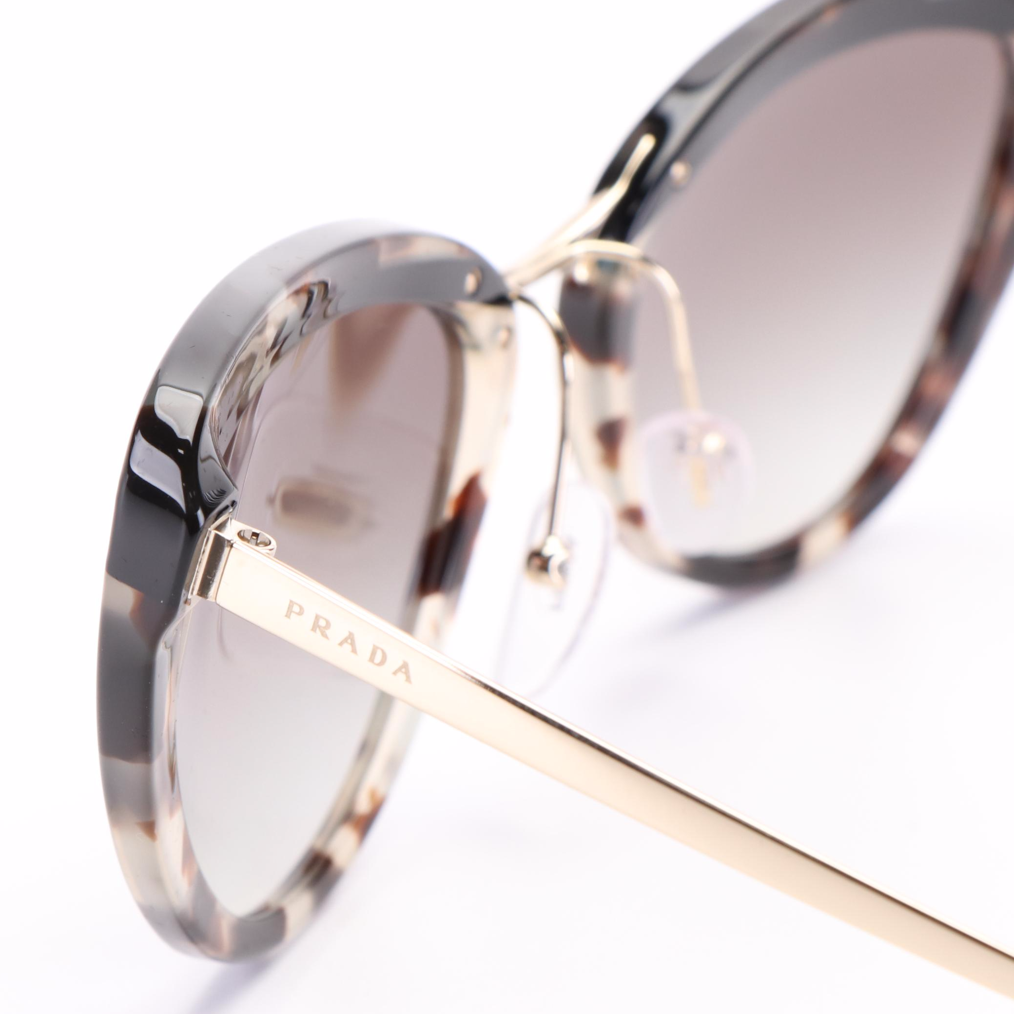 Prada PR25XS Black Havana and Gray Gradient Cat Eye Sunglasses with Case and Box