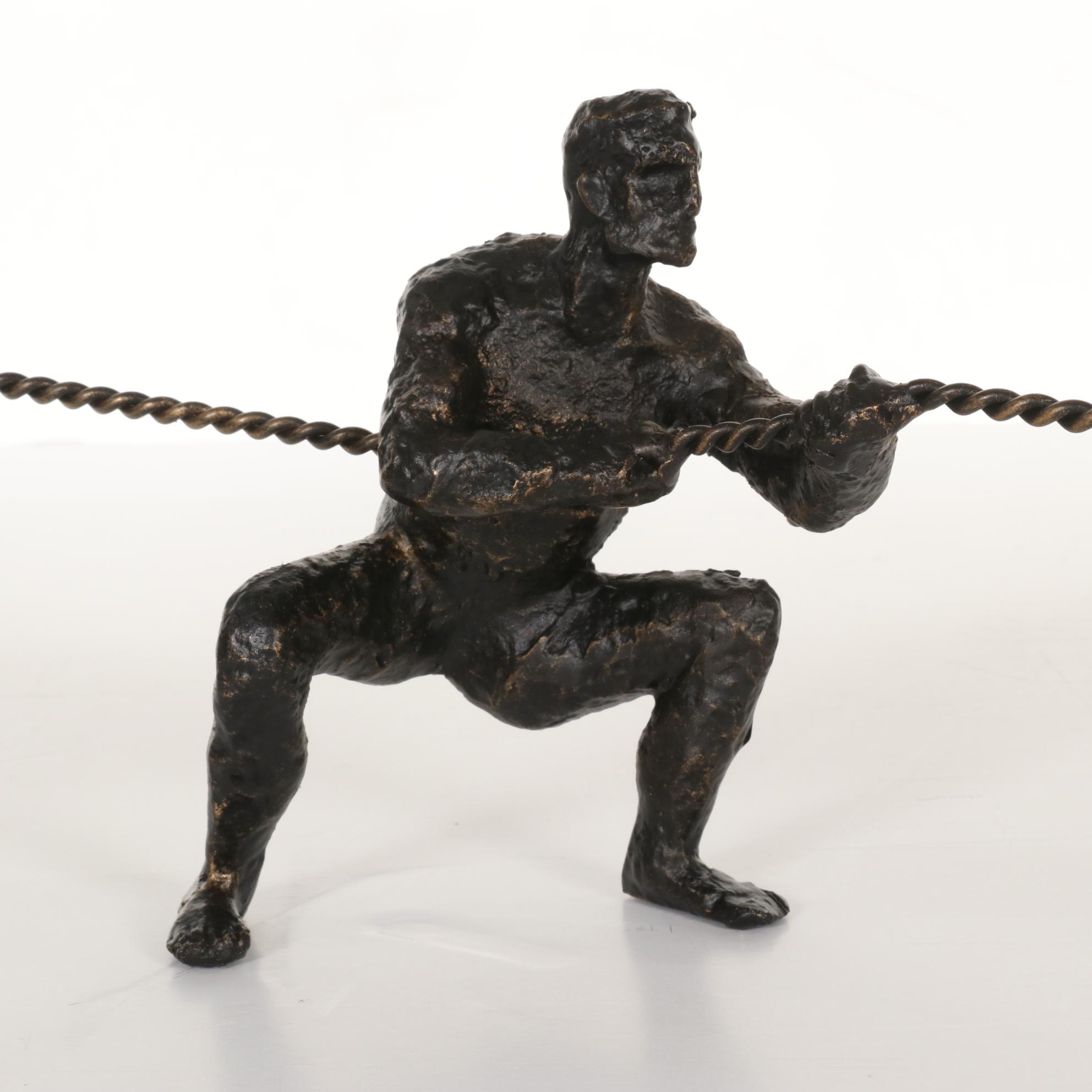 Global Views Bronze Finish Sculpture of Wall Climbing Man