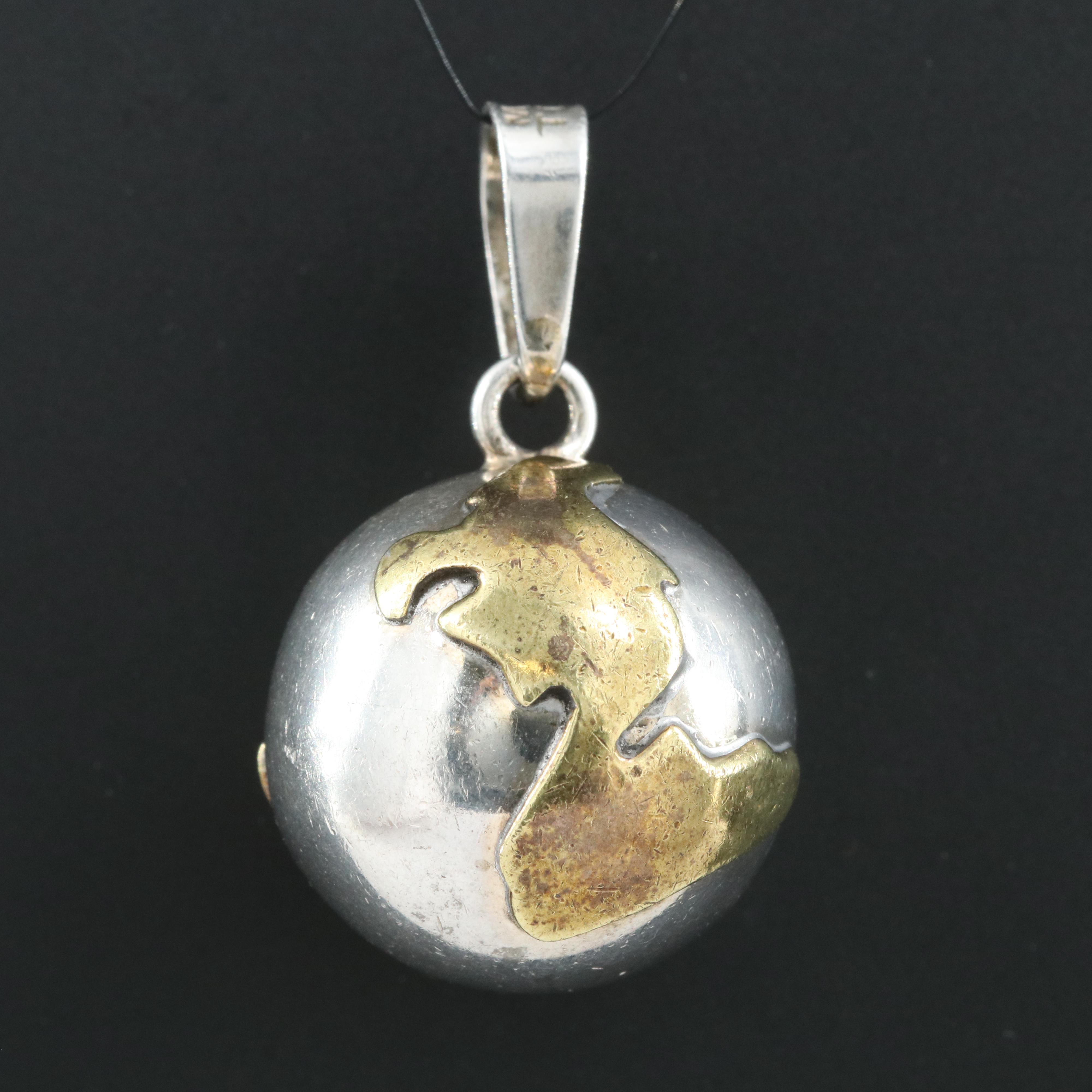 Mexican Sterling World Harmony Bell Pendant