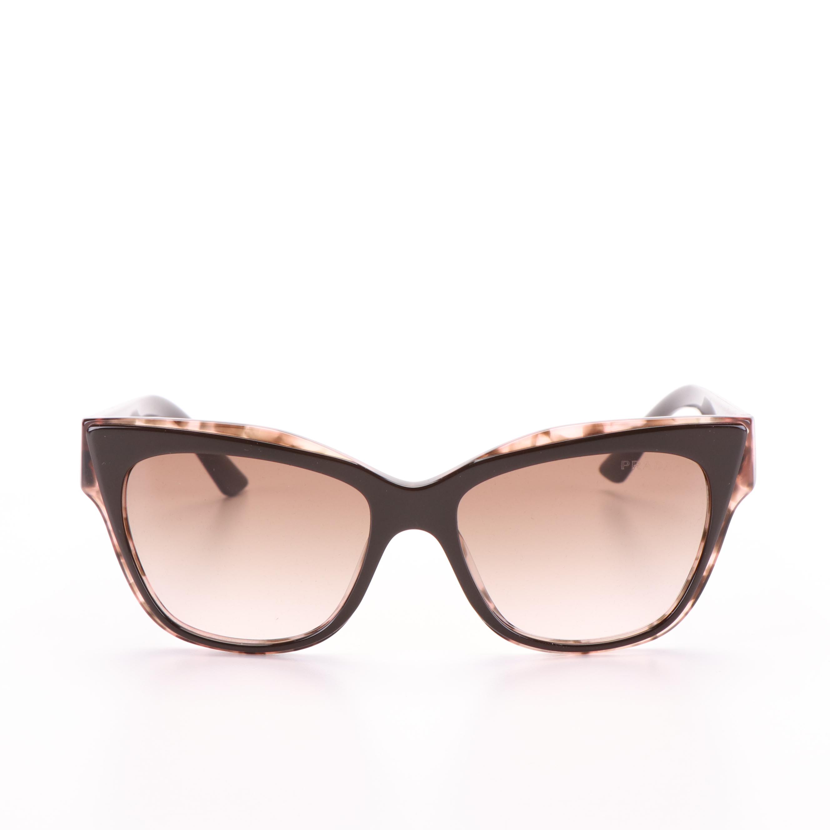 Prada PR 23XS Brown Oversized Cat Eye Sunglasses with Case and Box