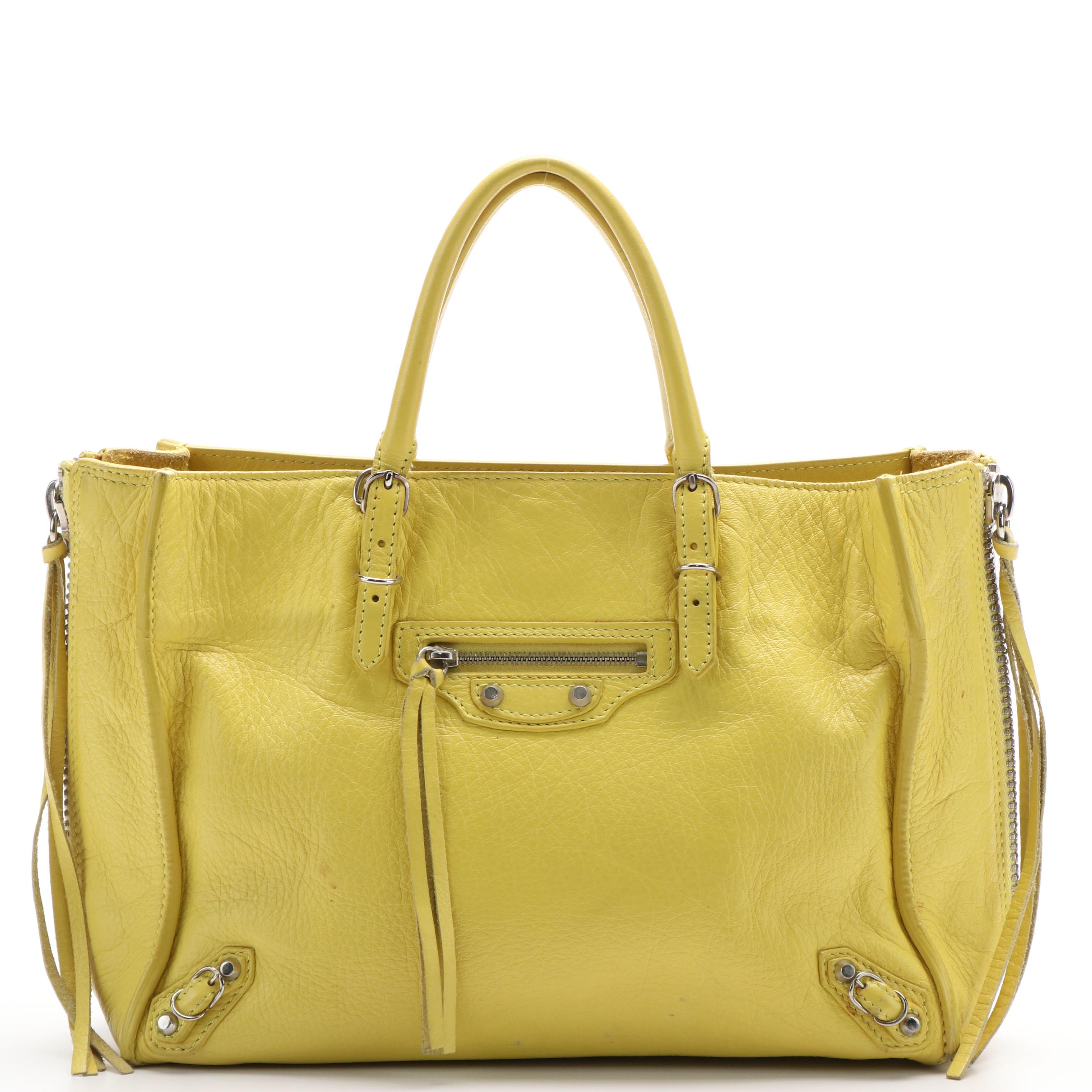 Balenciaga Twiggy Yellow Leather Handbag