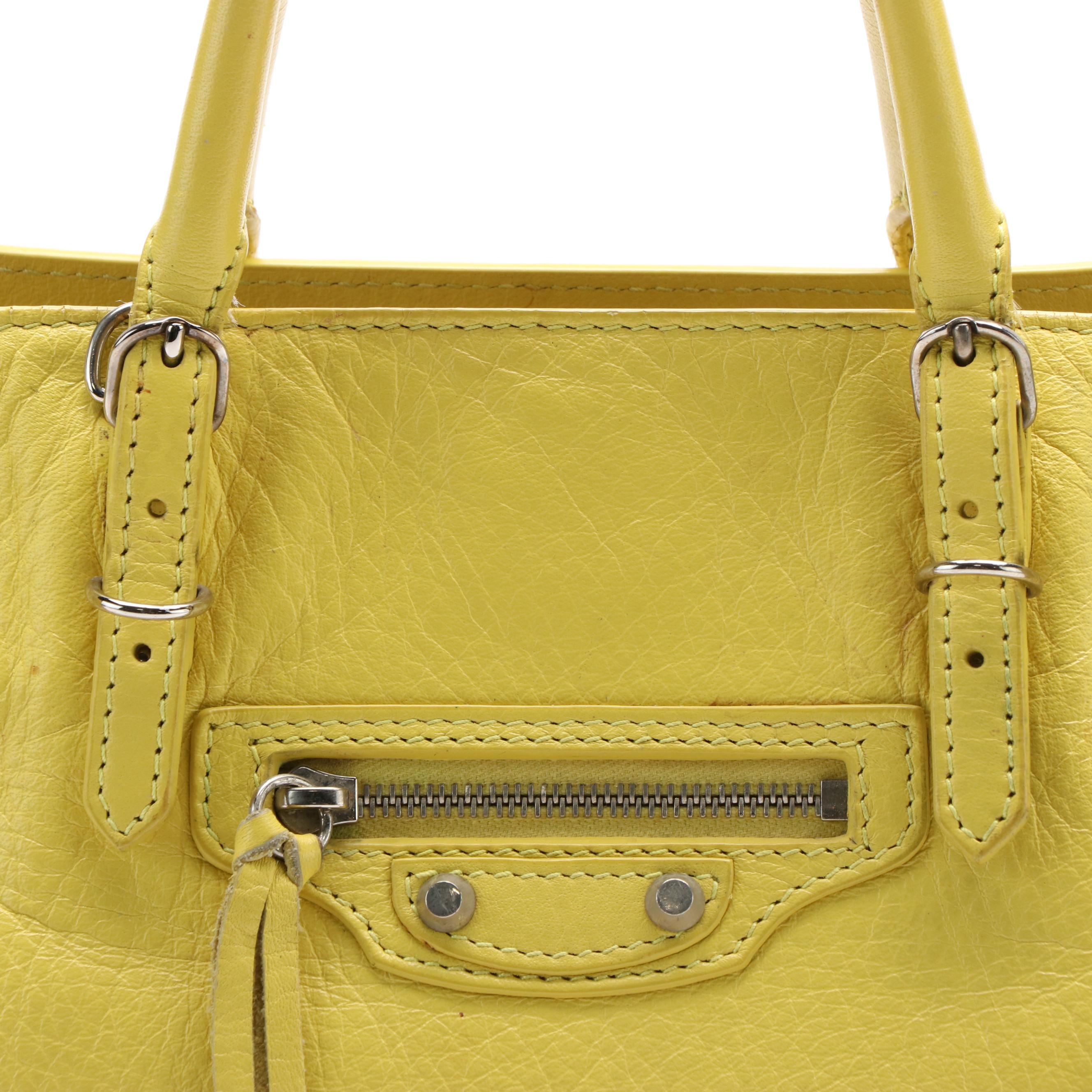 Balenciaga Twiggy Yellow Leather Handbag