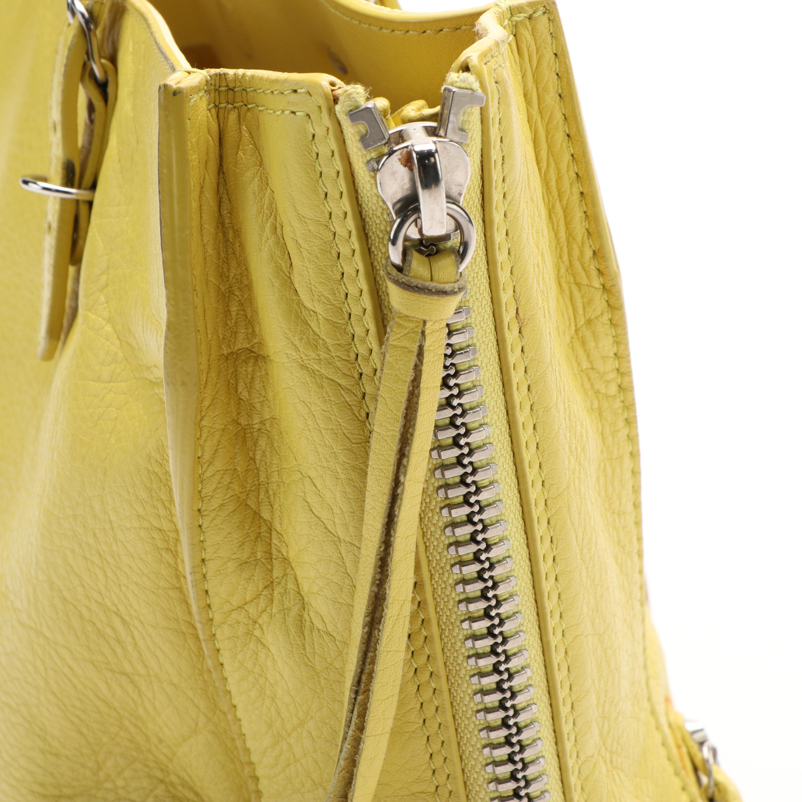 Balenciaga Twiggy Yellow Leather Handbag