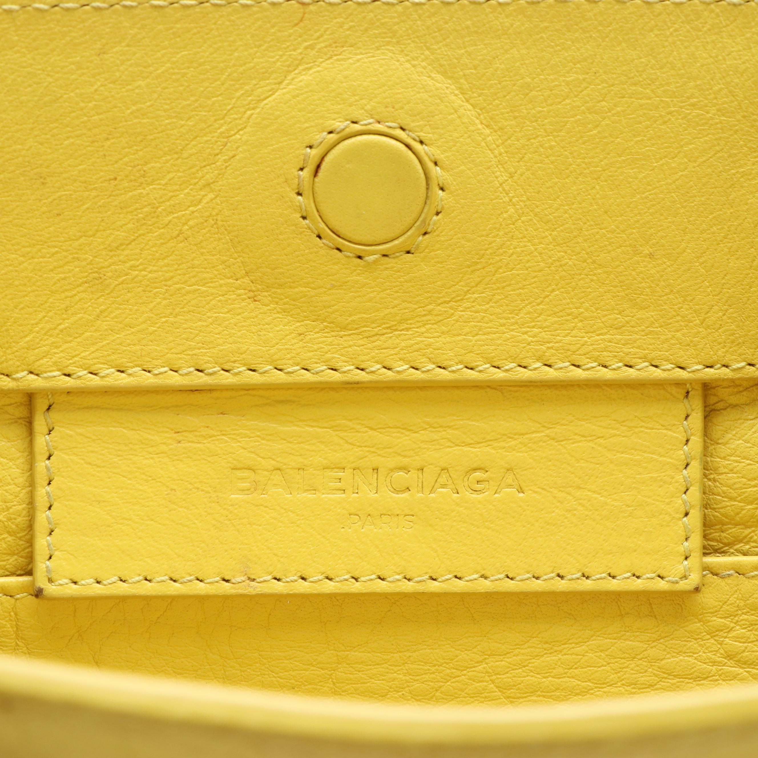 Balenciaga Twiggy Yellow Leather Handbag