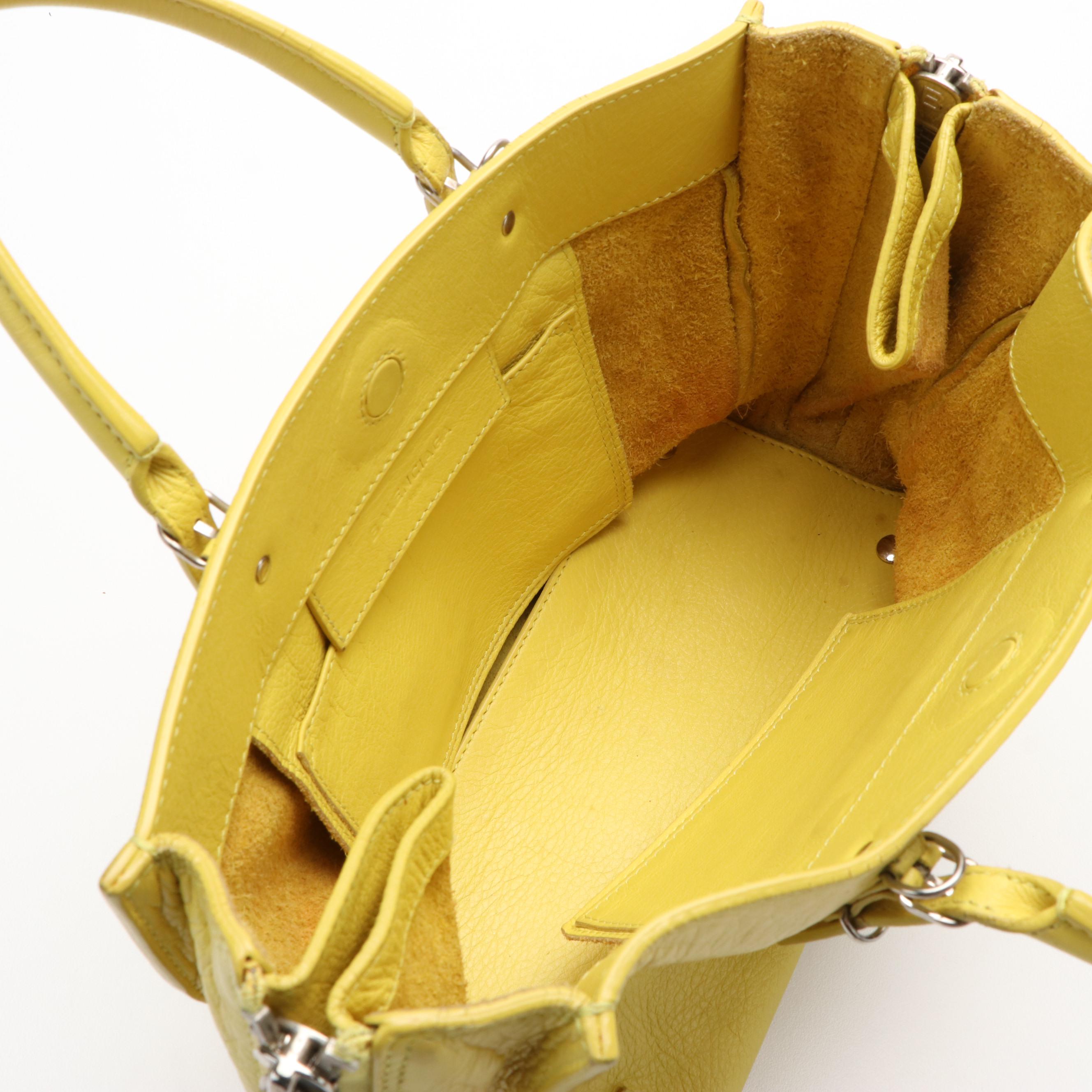 Balenciaga Twiggy Yellow Leather Handbag