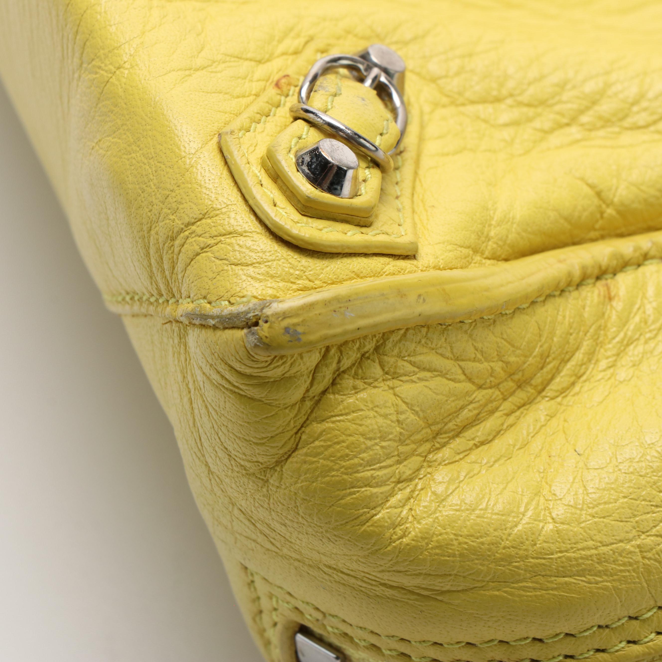 Balenciaga Twiggy Yellow Leather Handbag
